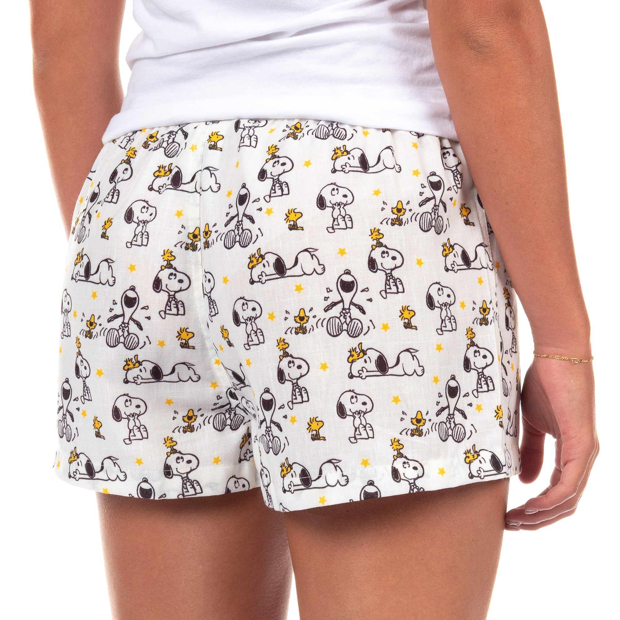 Peanuts Pajamas Women's Snoopy And Woodstock Stars PJ Sleep Shorts