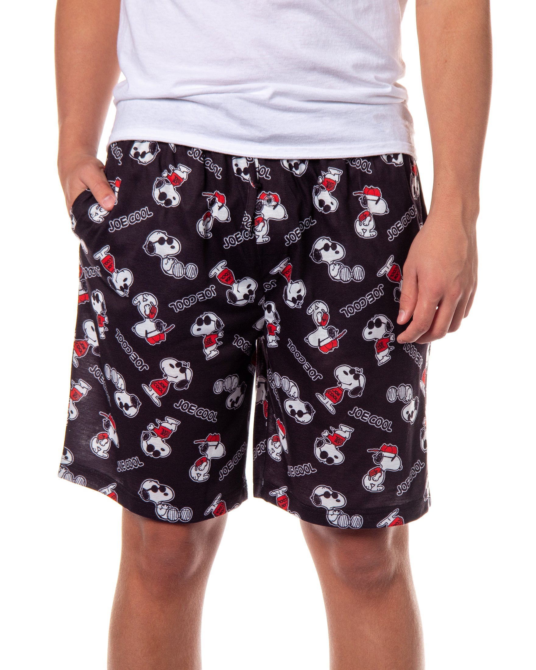Peanuts Men's Pajama Shorts Snoopy Joe Cool AOP Lounge Sleep Bottoms
