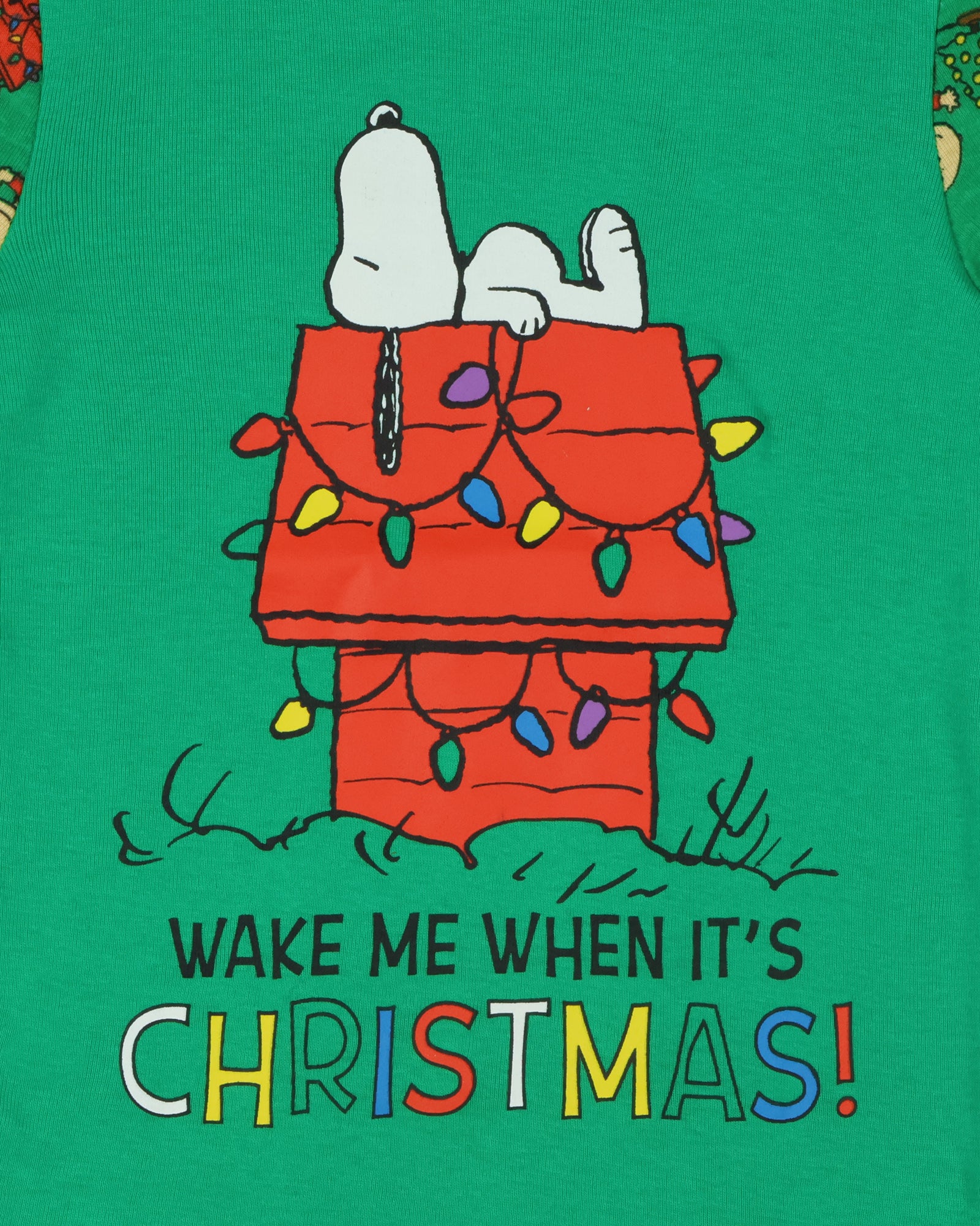 Snoopy Toddler Pajamas Wake Me When It's Christmas Tight Fit Sleep Set