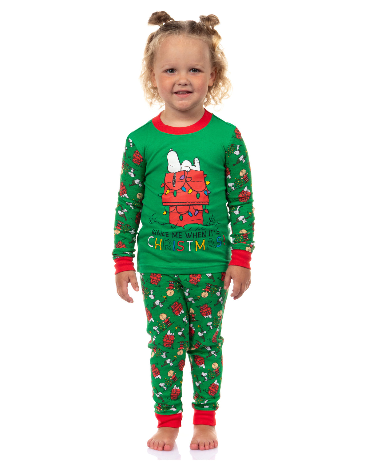 Snoopy Toddler Pajamas Wake Me When It's Christmas Tight Fit Sleep Set