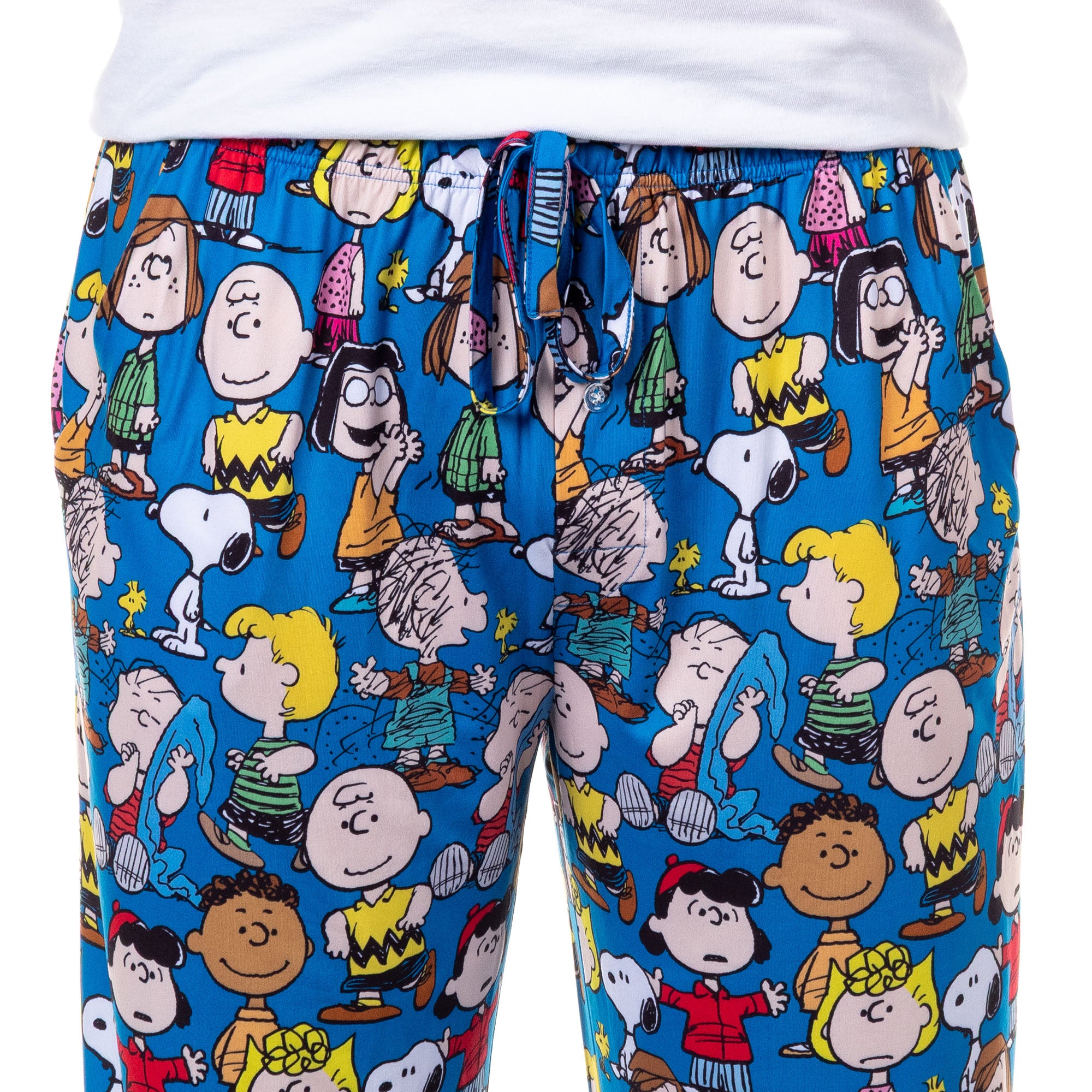 Peanuts Pajama Pants Men's Charlie Brown Snoopy Woodstock Adult Sleep Bottoms (LG)