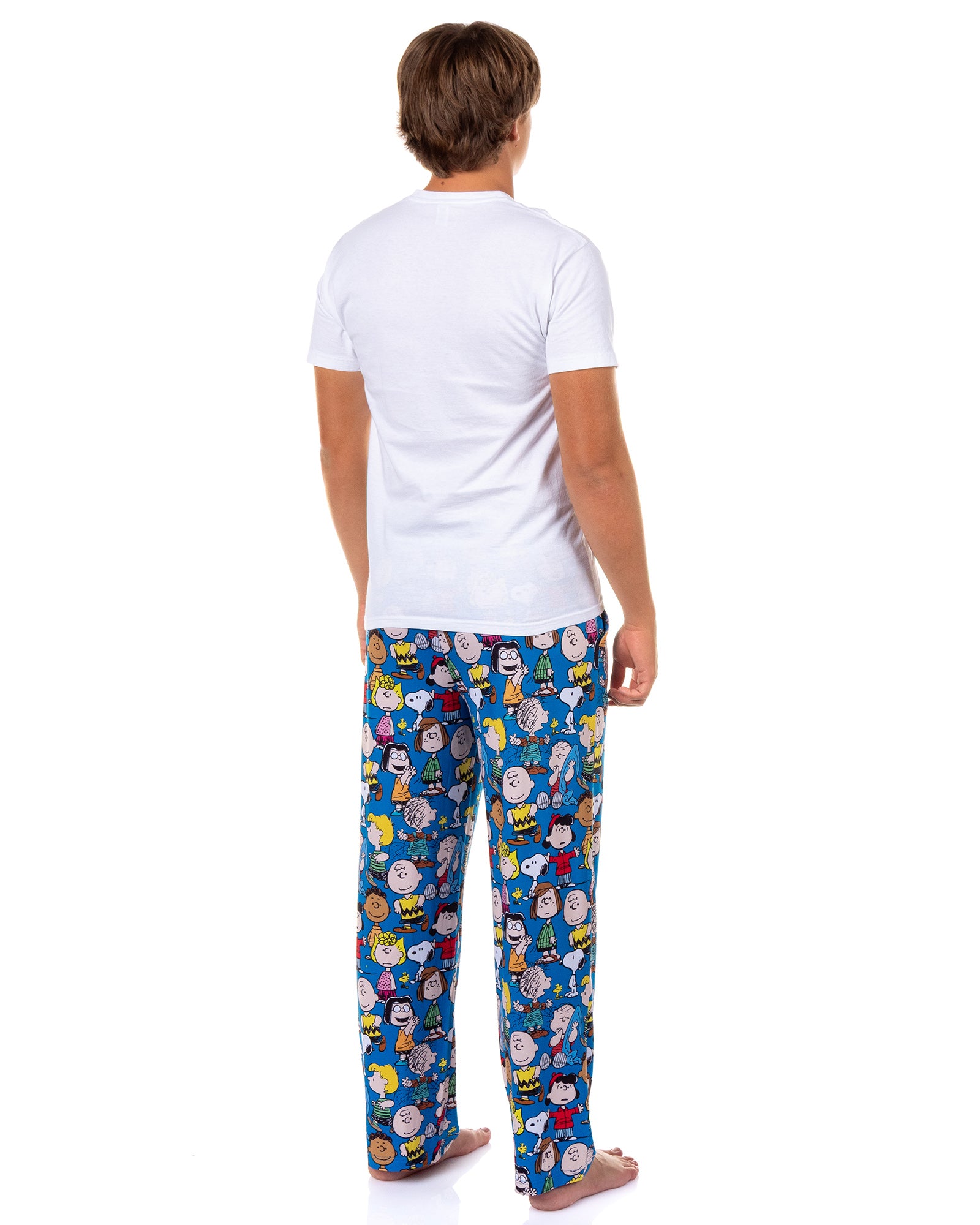 Peanuts Pajama Pants Men's Charlie Brown Snoopy Woodstock Adult Sleep Bottoms (LG)