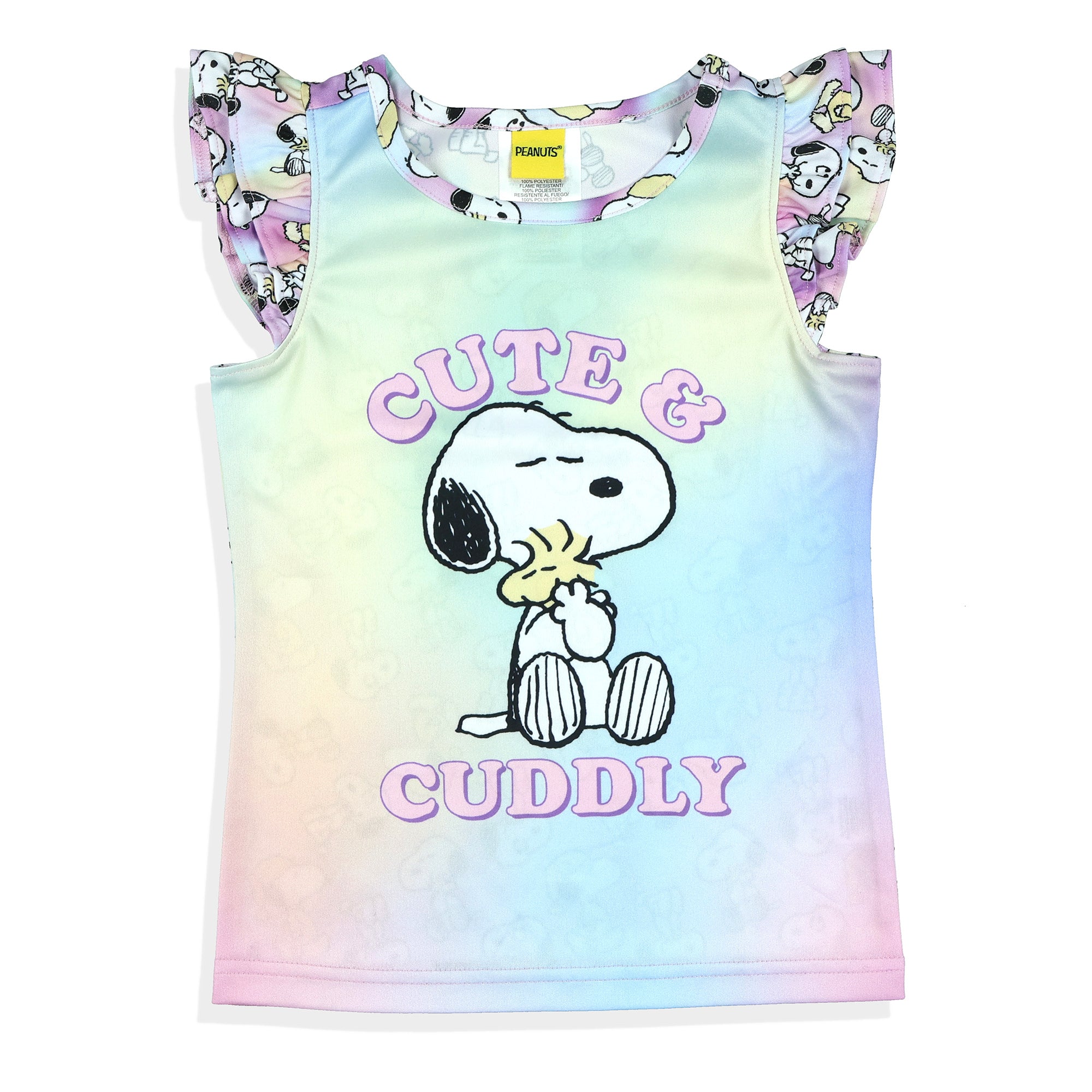 Peanuts Pajamas Toddler Girls Cute & Cuddly Ruffled Short Sleep Set (6)