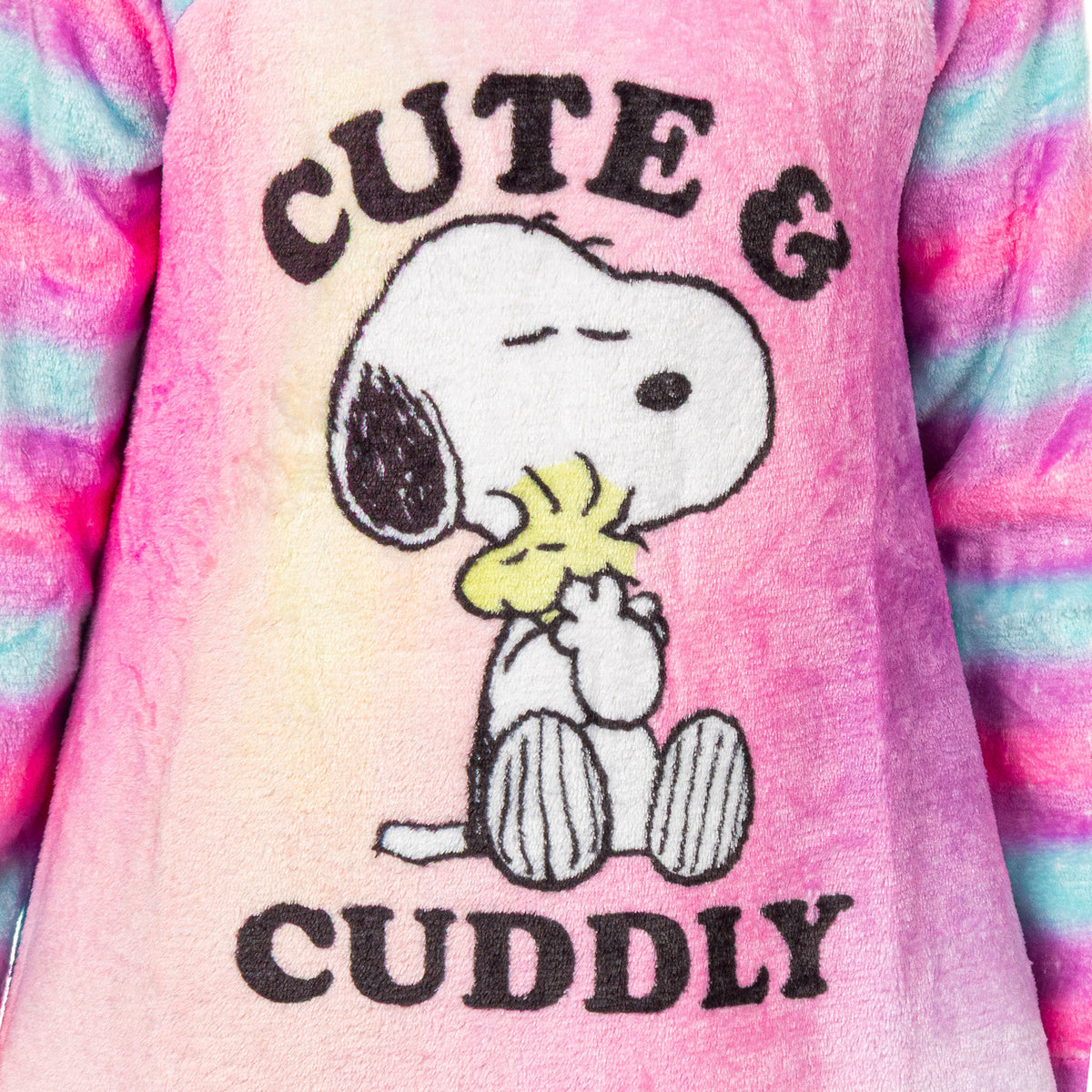Peanuts Pajama Girl's Snoopy Cute And Cuddly Long Sleeve Fleece Nightgown