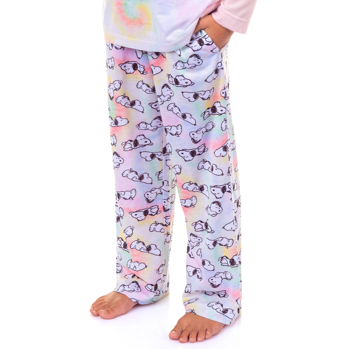 Peanuts Pajamas Girl's Snoopy Pastel Tie-Dye Long Sleeve Sleep Set