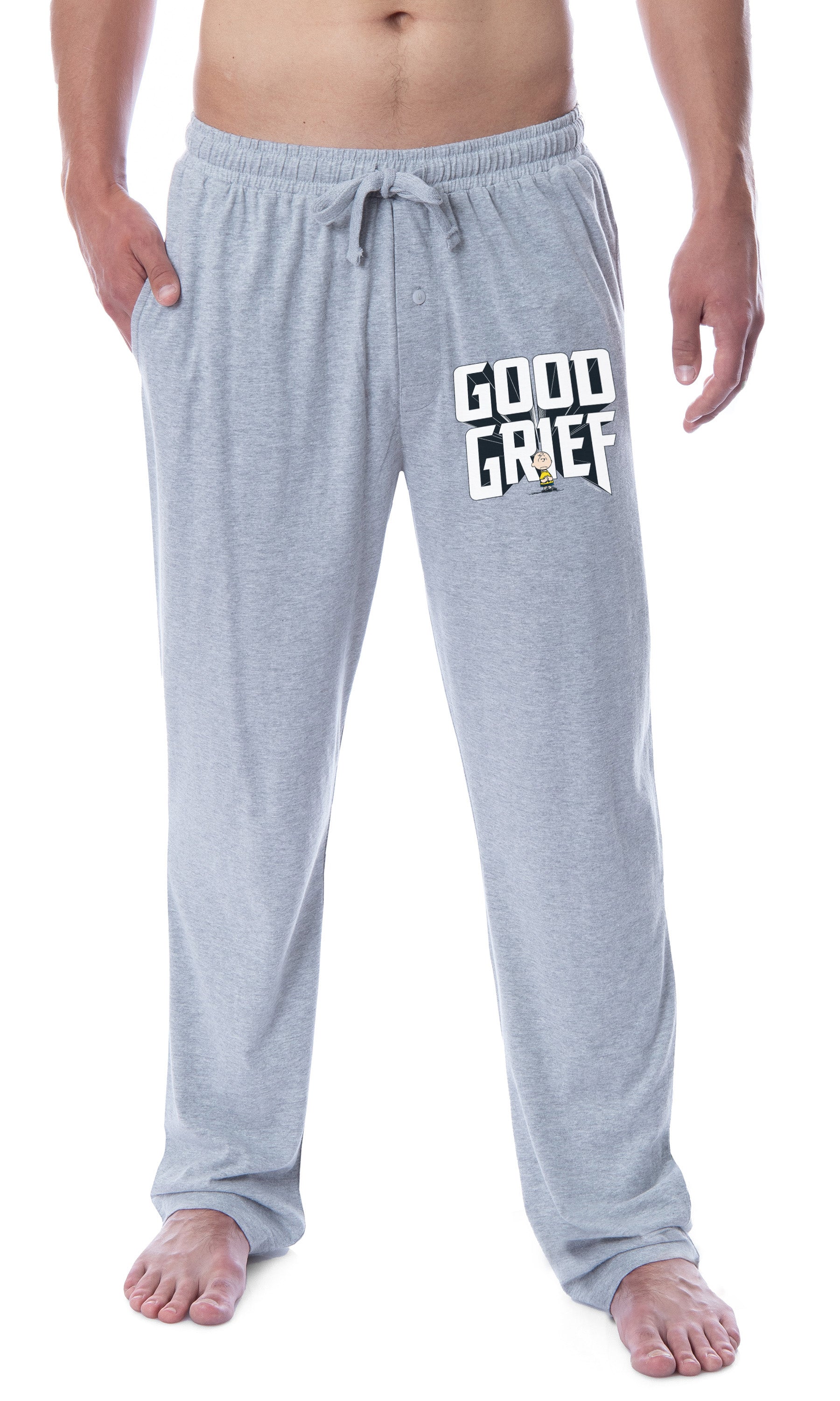 Peanuts Mens' Charlie Brown Good Grief Character Sleep Pajama Pants