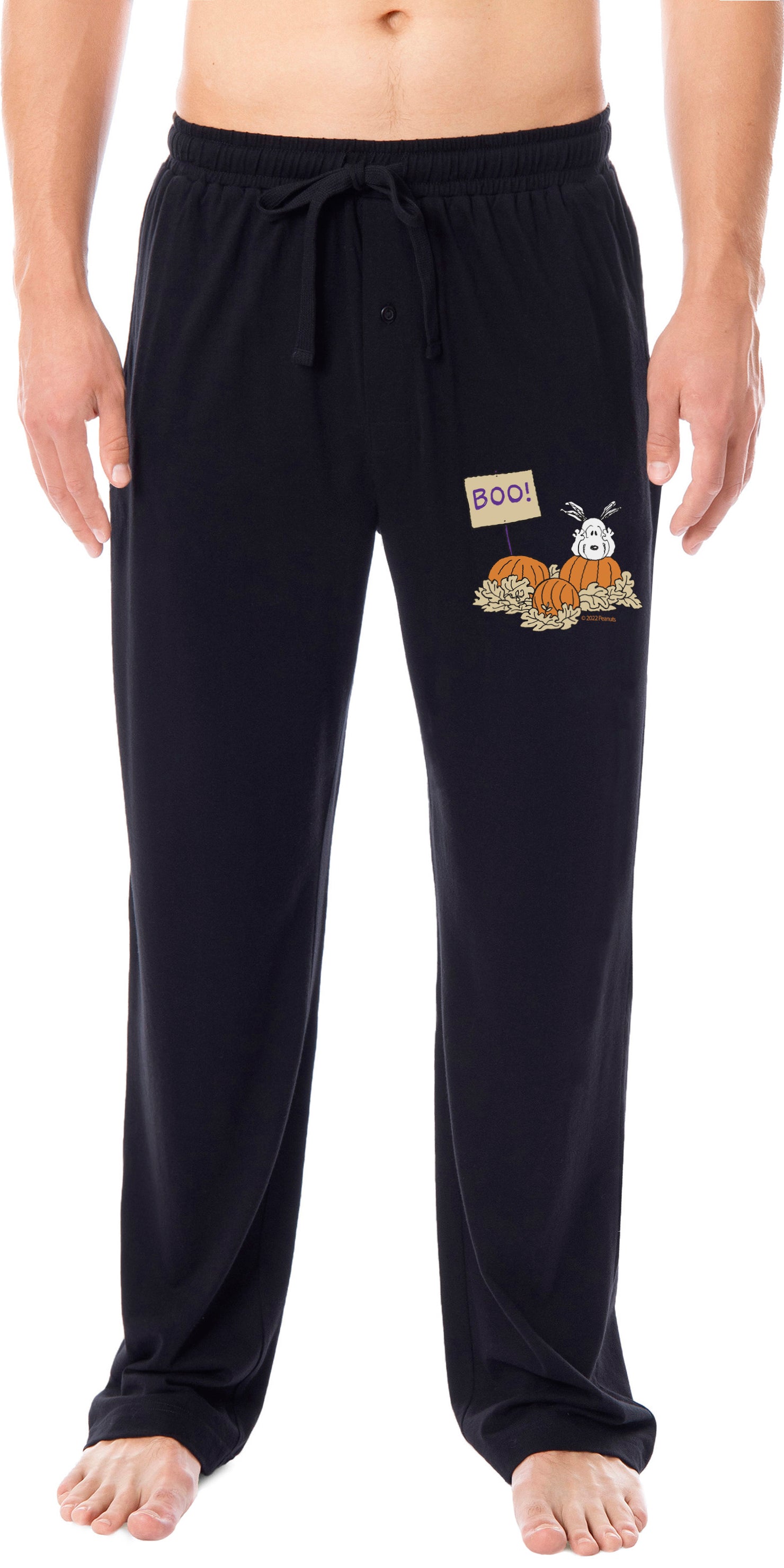 Peanuts Mens' Halloween Pumpkin Snoopy Boo! Classic Sleep Pajama Pants