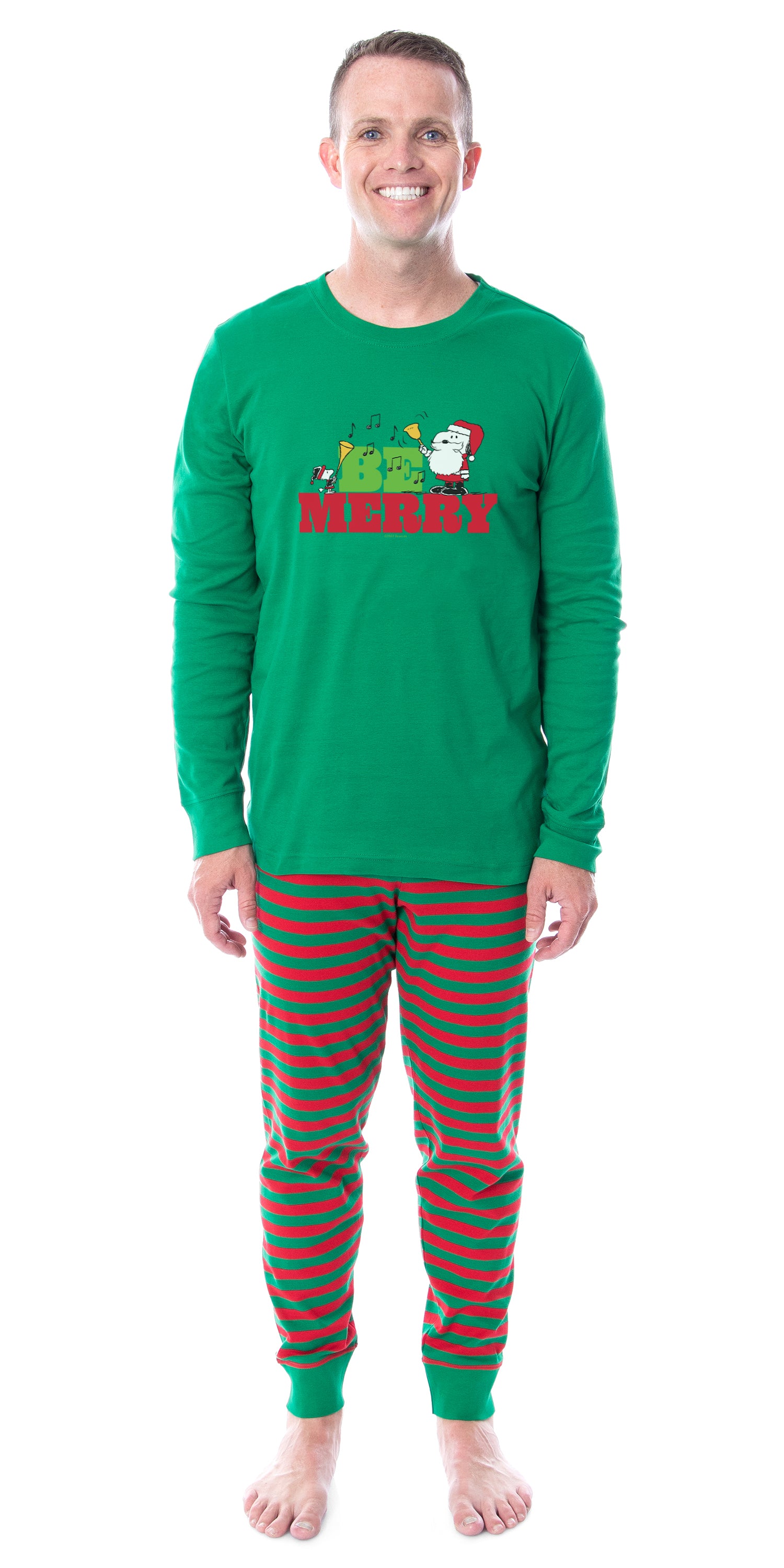 Peanuts Christmas Santa Snoopy Be Merry Tight Fit Cotton Matching Family Pajama Set