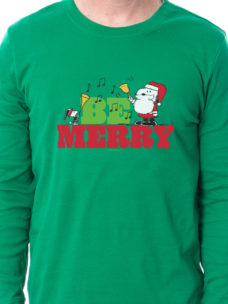Peanuts Christmas Santa Snoopy Be Merry Tight Fit Cotton Matching Family Pajama Set