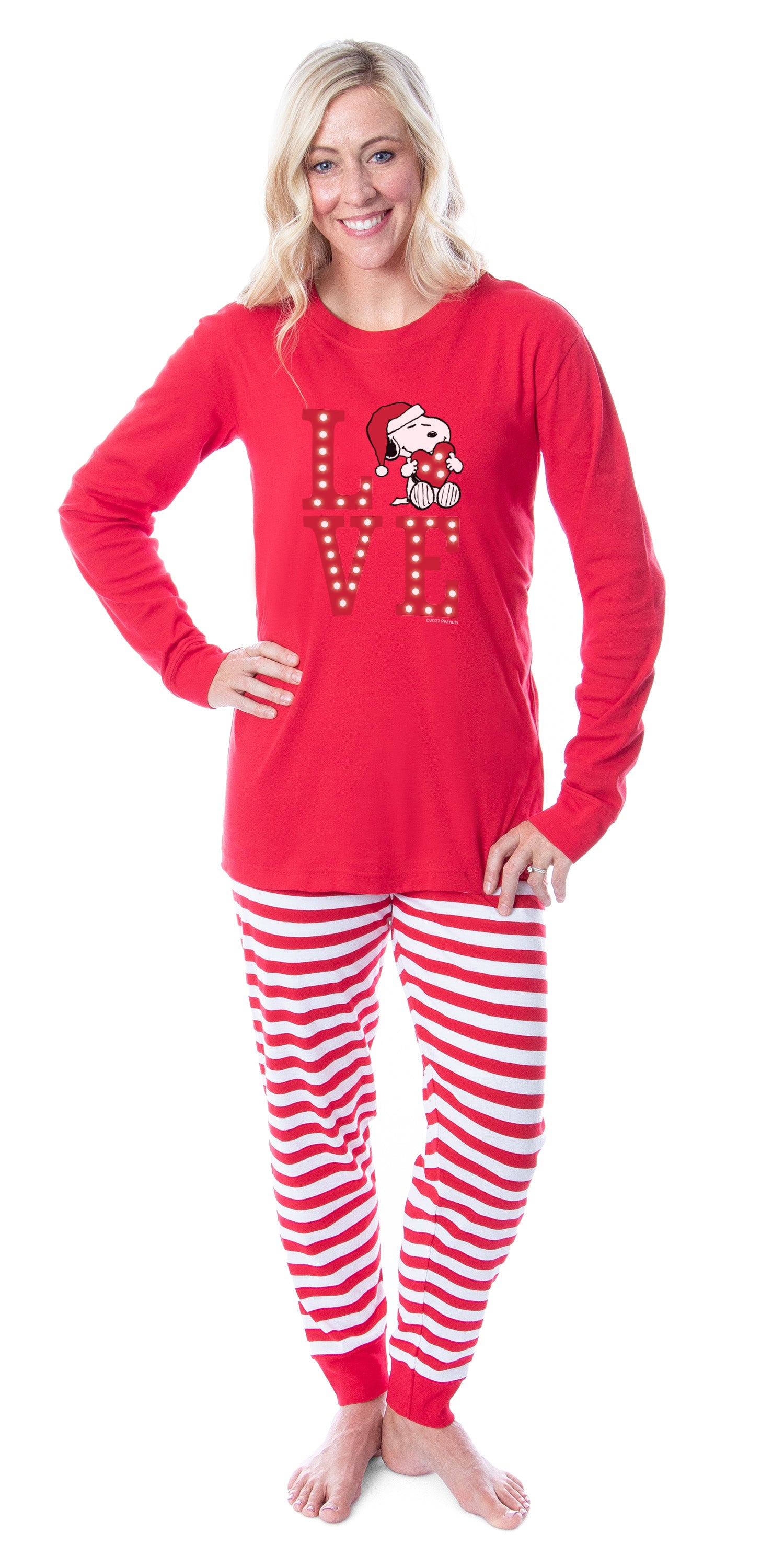 Peanuts Family Christmas Love Snoopy Santa Sleep 2 Piece Pajama Set