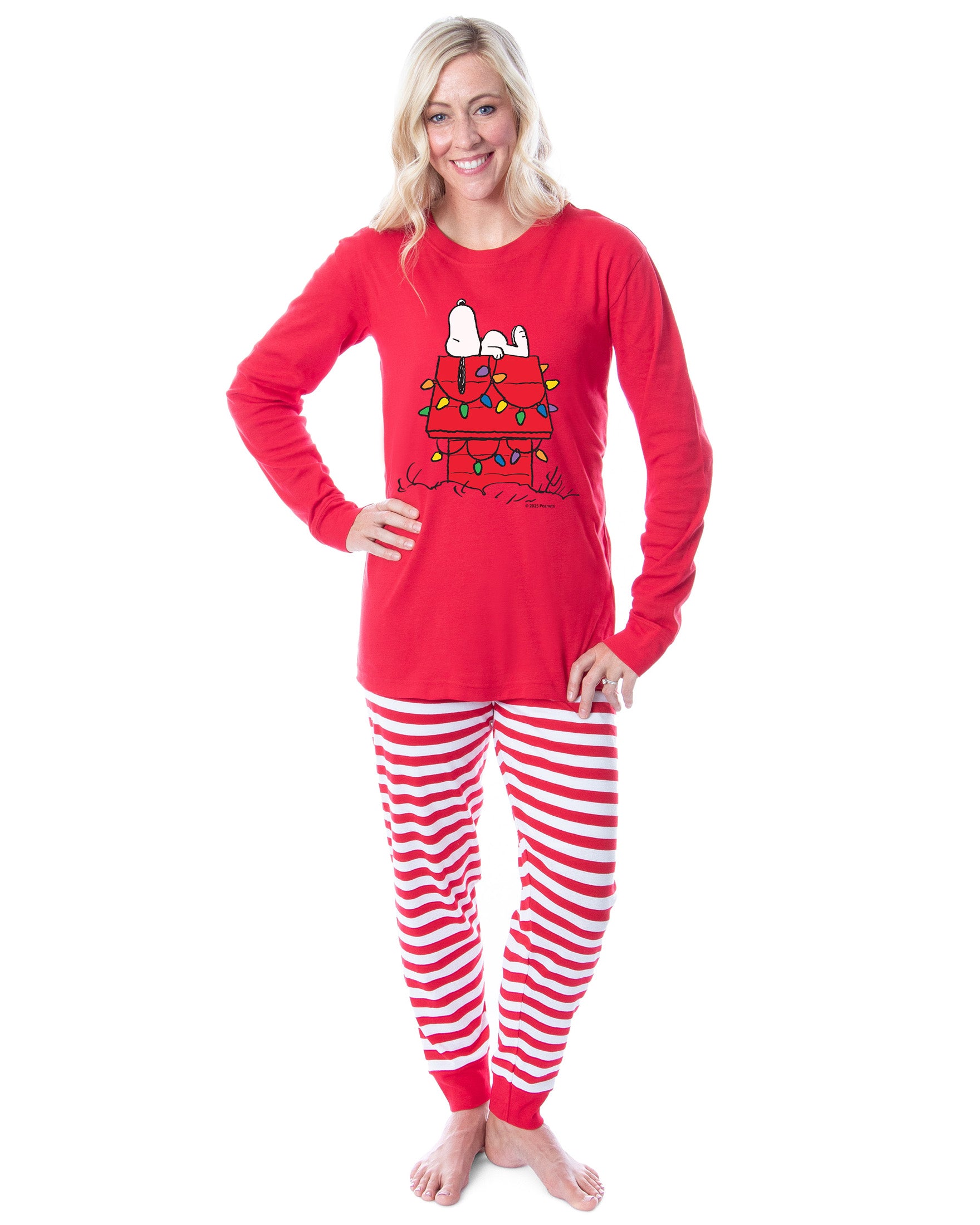 Peanuts Doghouse Christmas Tight Fit Cotton Matching Family Pajama Set