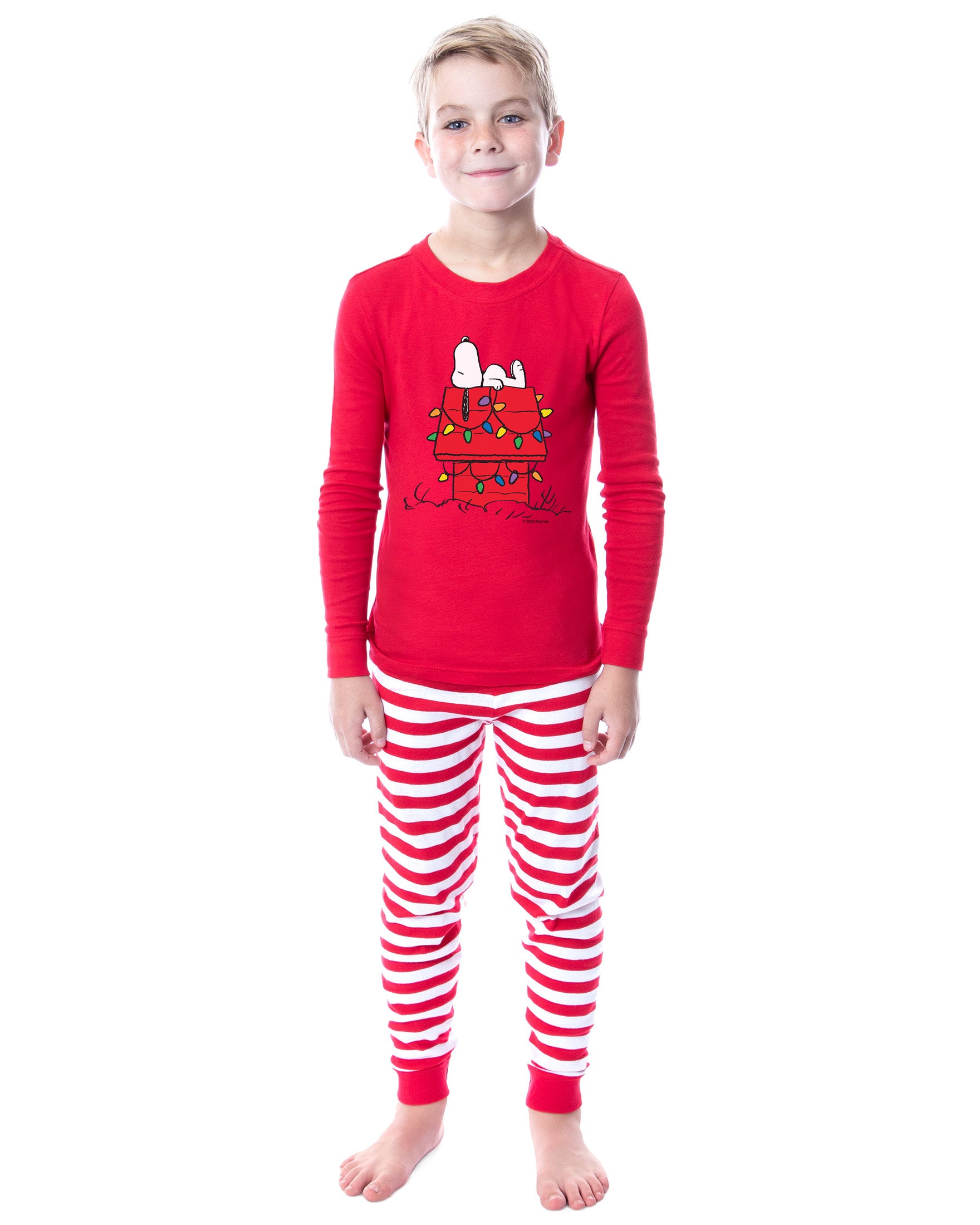 Peanuts Doghouse Christmas Tight Fit Cotton Matching Family Pajama Set