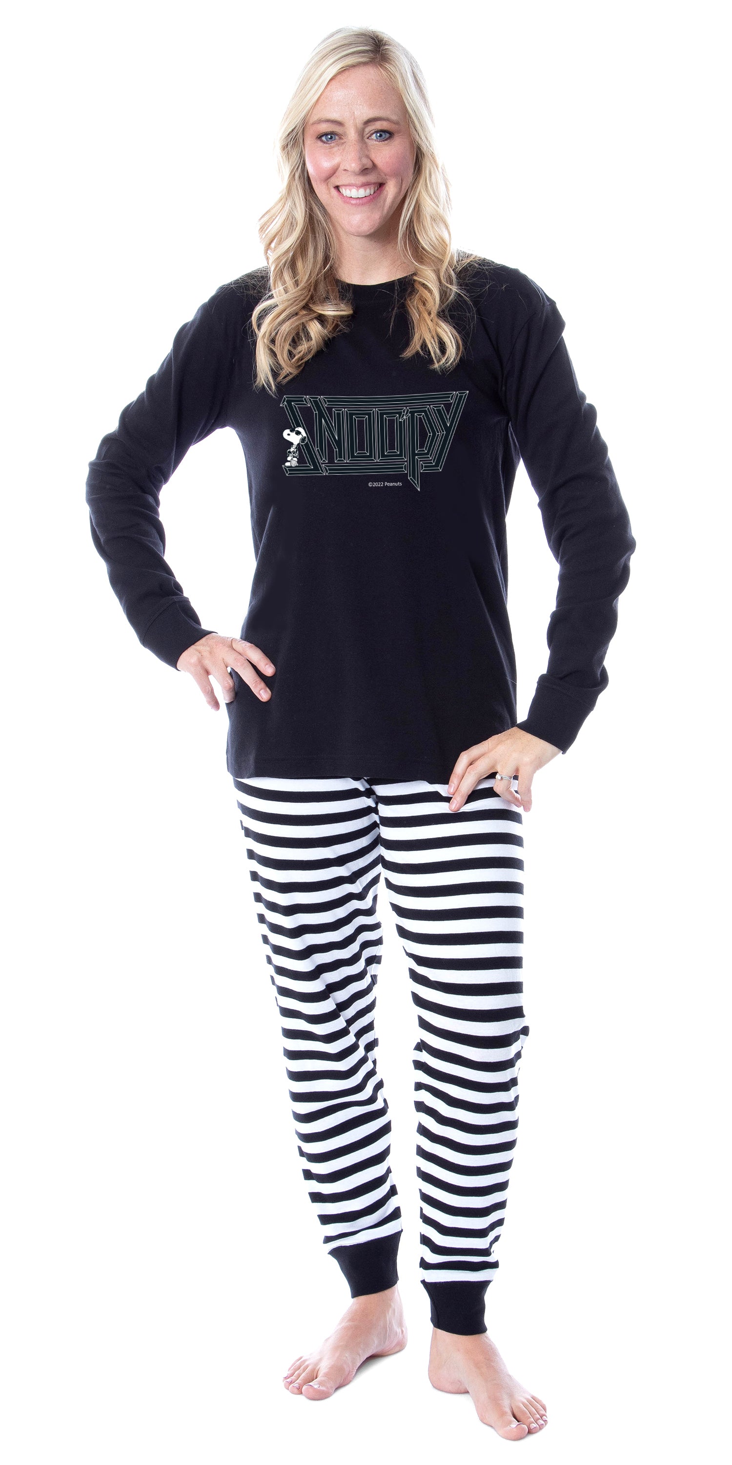 Peanuts Rocker Cool Punk Logo Title Tight Fit Cotton Matching Family Pajama Set