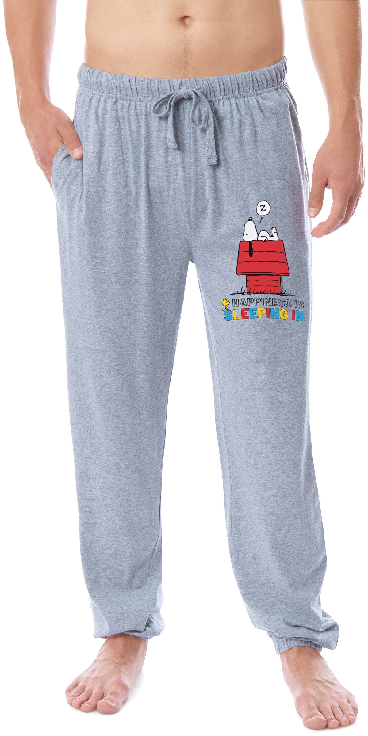 Peanuts Mens' Snoopy Happiness Is Sleeping In Sleep Jogger Pajama Pants