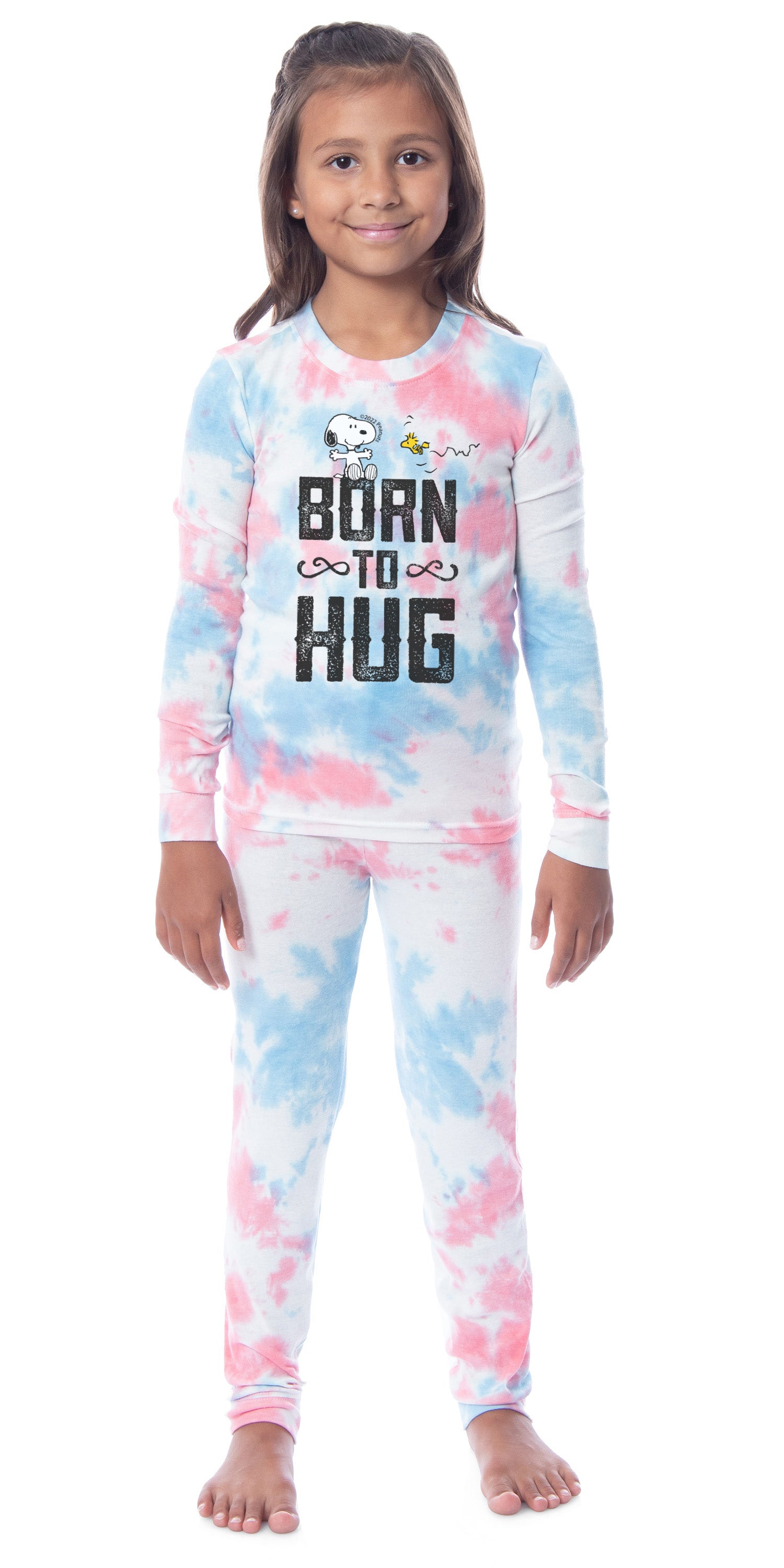 Peanuts Girls' Snoopy Born To Hug Unisex Child 2 Piece Sleep Pajama Set