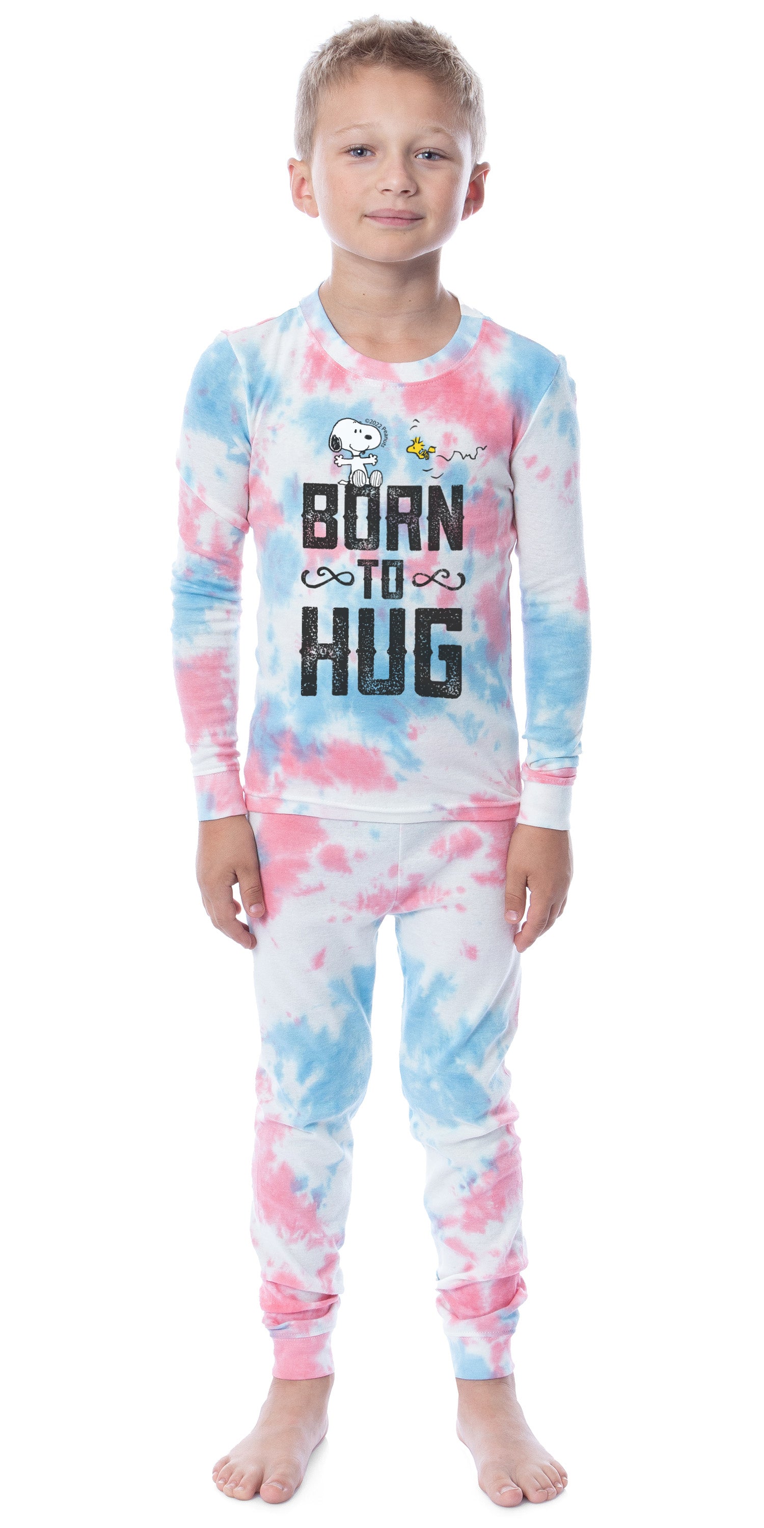 Peanuts Girls' Snoopy Born To Hug Unisex Child 2 Piece Sleep Pajama Set
