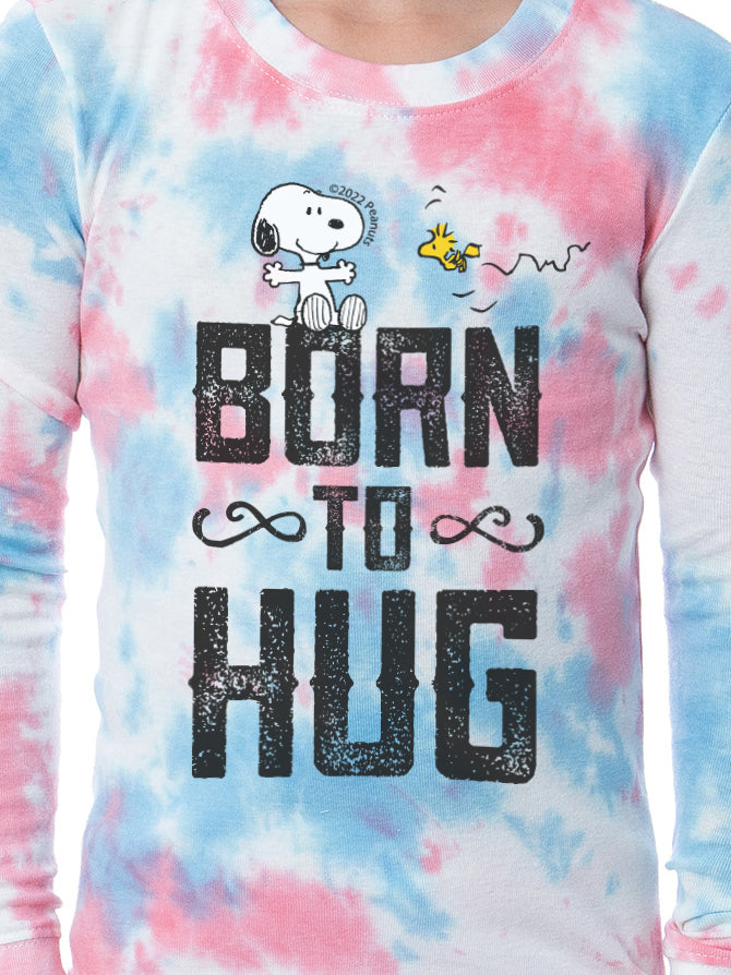 Peanuts Girls' Snoopy Born To Hug Unisex Child 2 Piece Sleep Pajama Set
