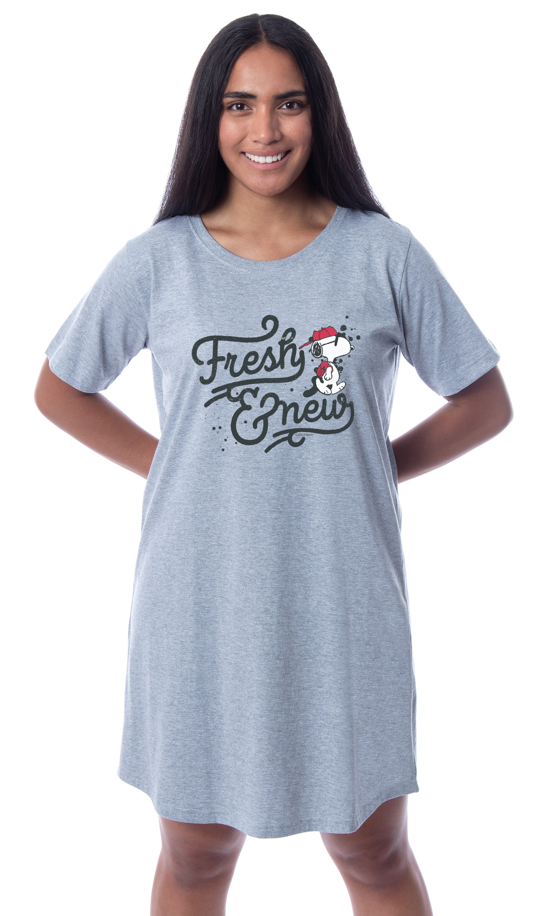 Peanuts Womens' Snoopy Fresh And New Nightgown Sleep Pajama Shirt