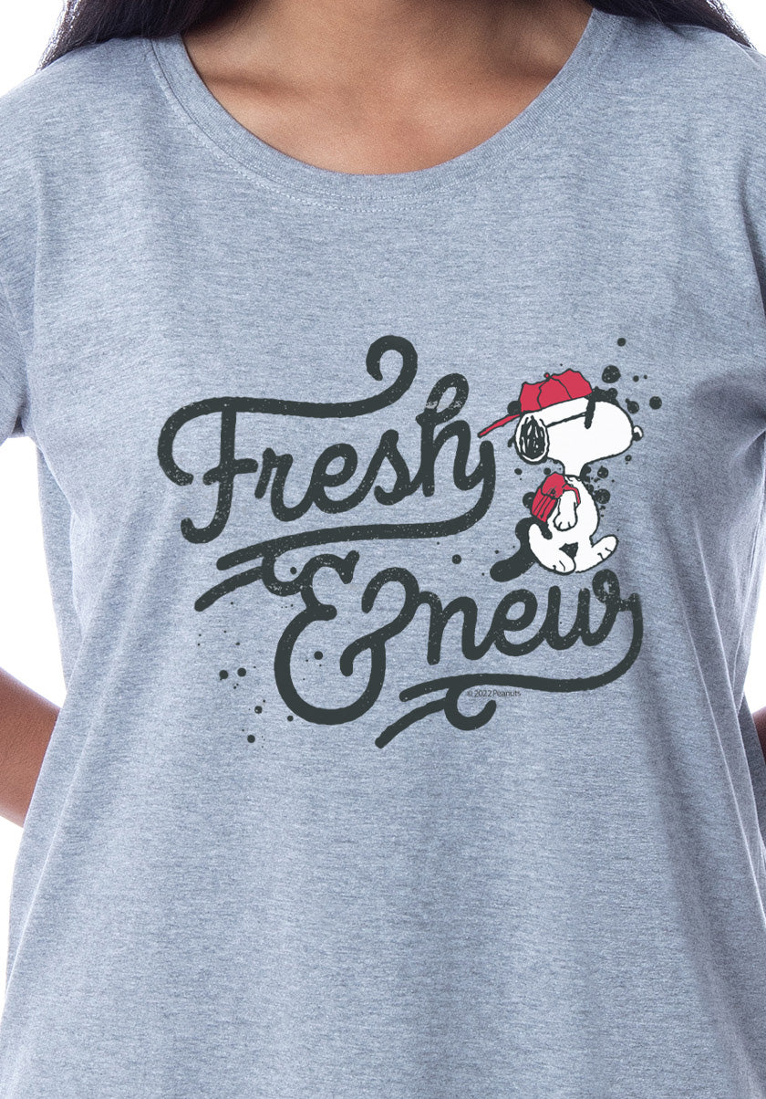Peanuts Womens' Snoopy Fresh And New Nightgown Sleep Pajama Shirt
