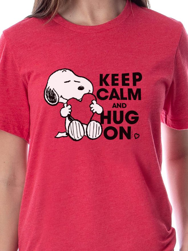 Peanuts Womens' Snoopy Keep Calm And Hug On Valentines Sleep Pajama Set