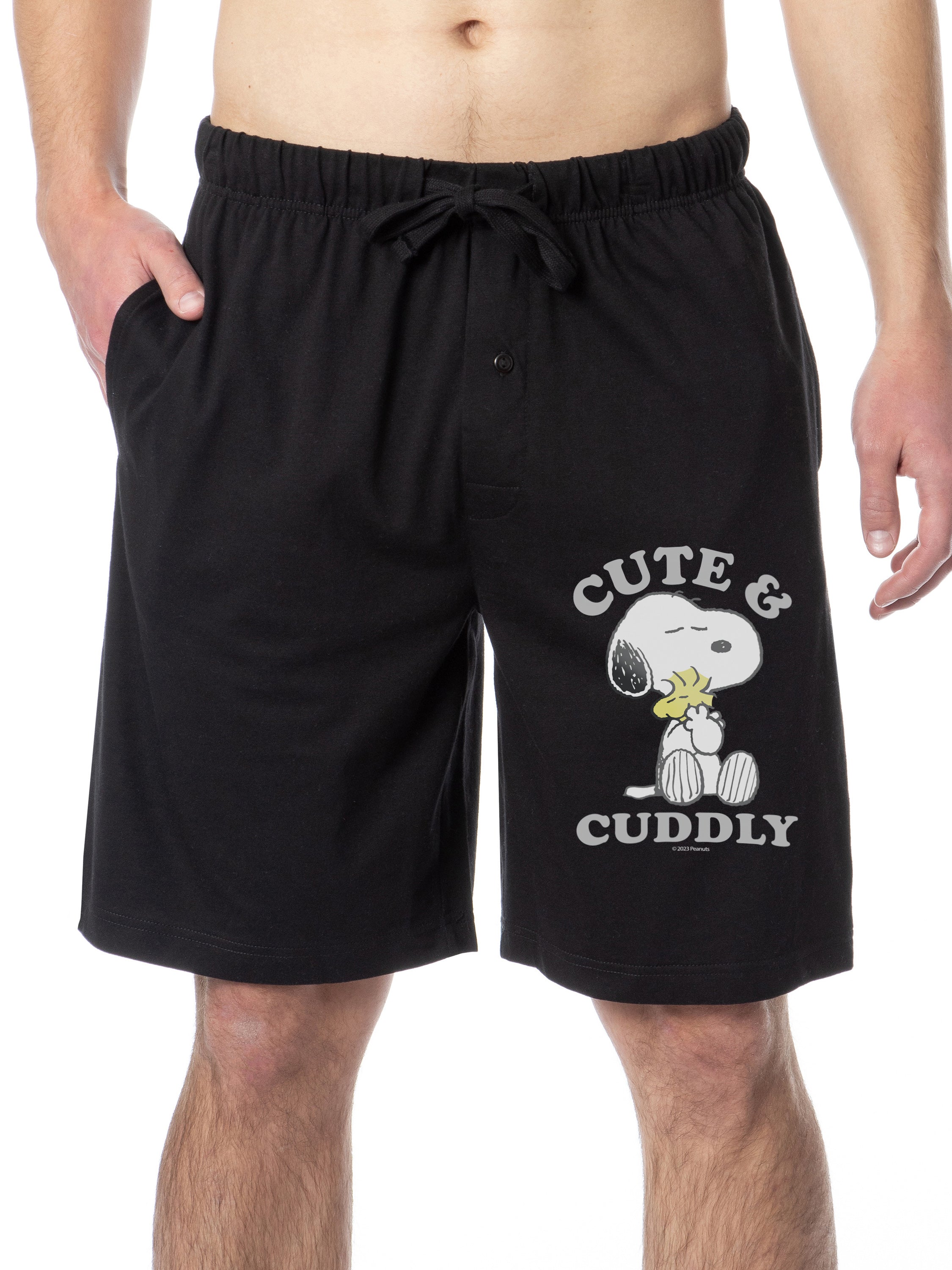 Peanuts Mens' Snoopy Woodstock Cute and Cuddly Sleep Pajama Shorts