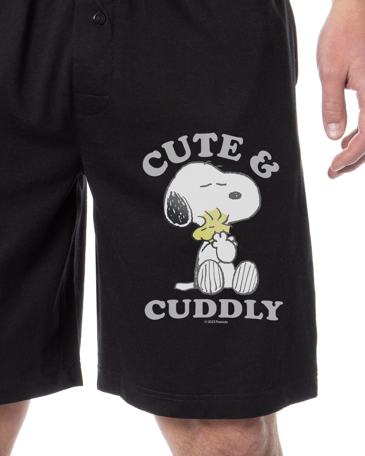 Peanuts Mens' Snoopy Woodstock Cute and Cuddly Sleep Pajama Shorts