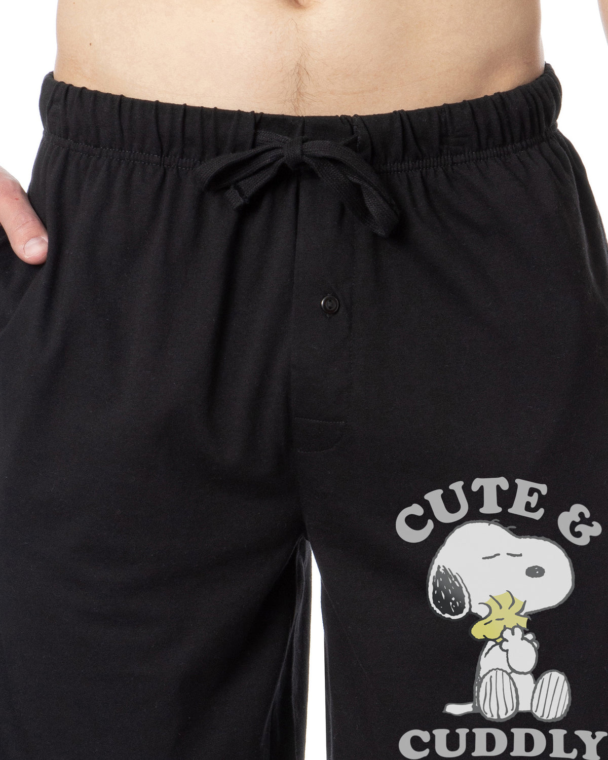 Peanuts Mens' Snoopy Woodstock Cute and Cuddly Sleep Pajama Shorts For Adults