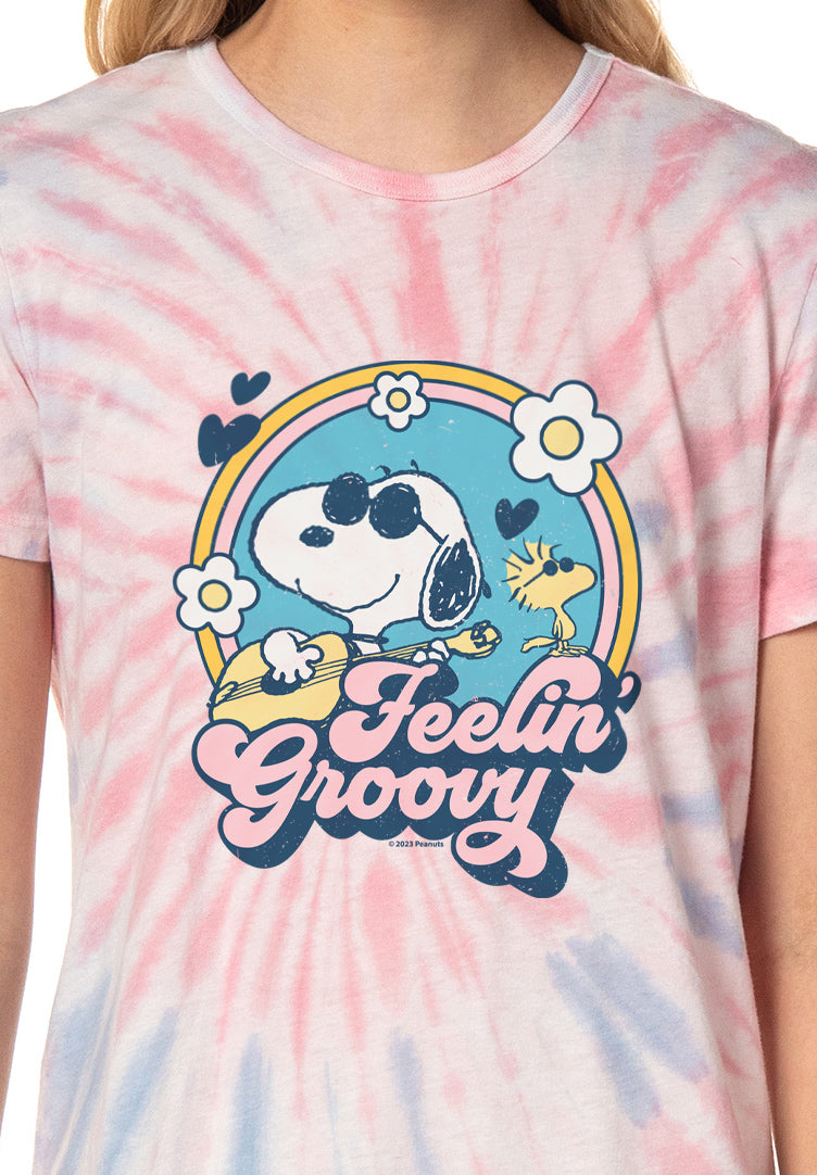 Peanuts Women's Snoopy Feelin Groovy Nightgown Sleep Pajama Shirt