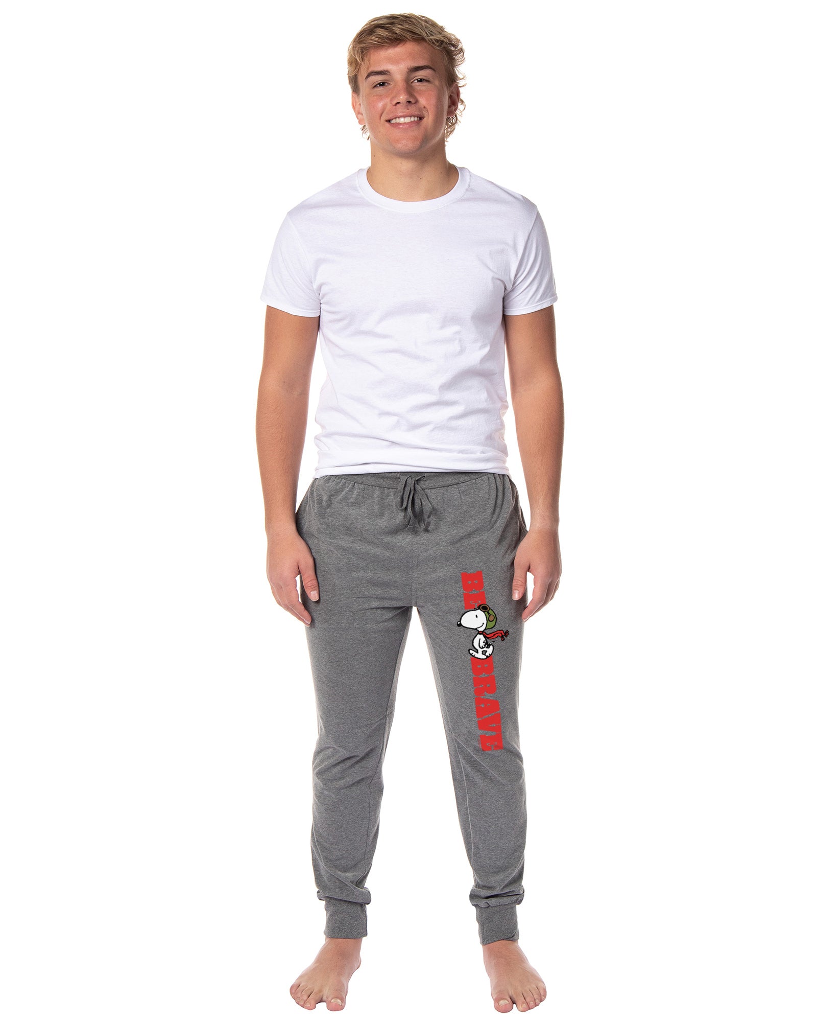 Peanuts Men's Snoopy Red Baron Be Brave Sleep Jogger Pajama Pants