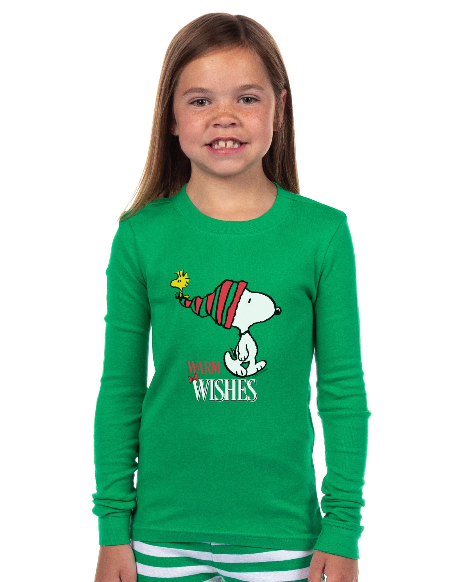 Peanuts Snoopy Christmas Holiday Warm Wishes Tight Fit Cotton Matching Family Pajama Set