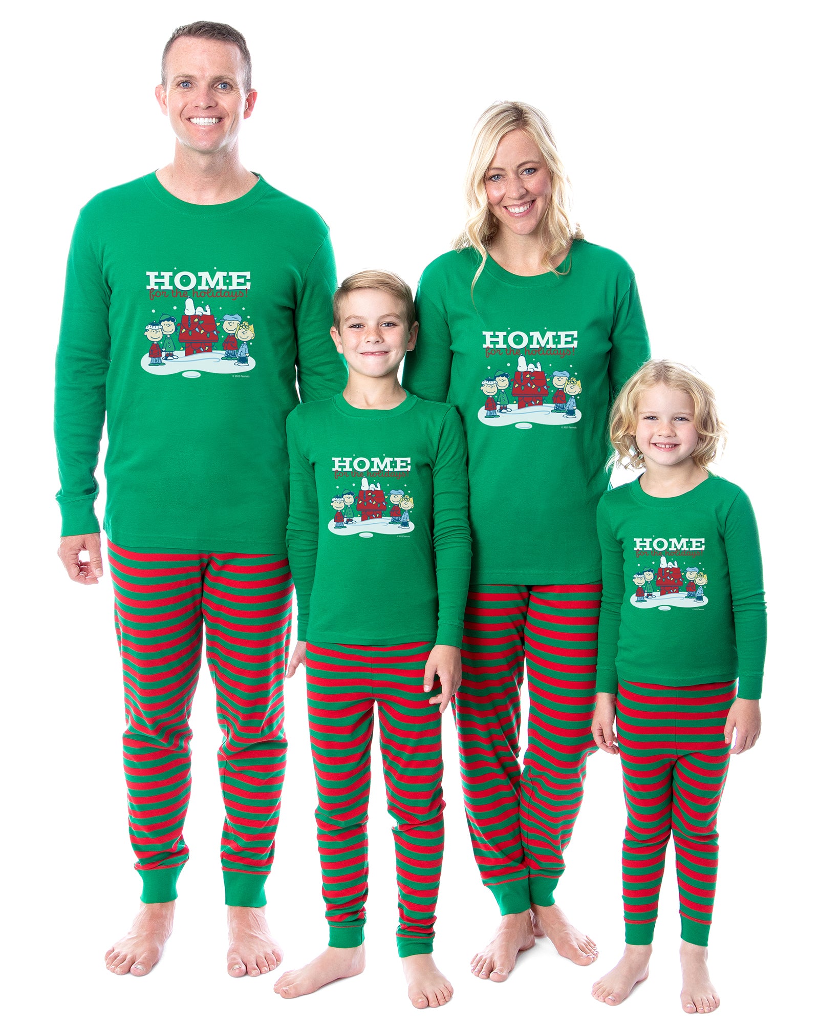 Peanuts Characters Christmas Holidays Tight Fit Cotton Matching Family Pajama Set