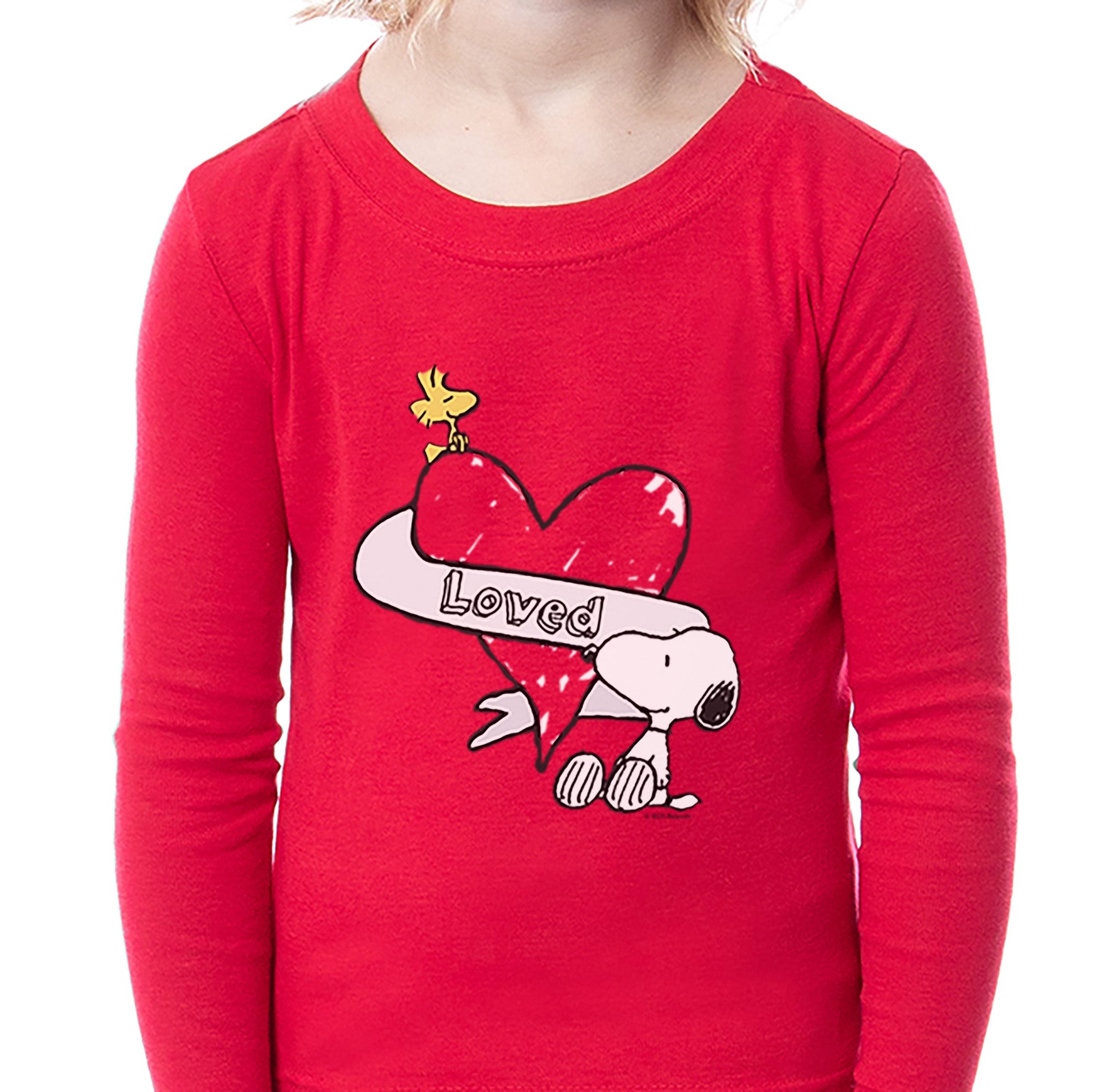 Peanuts Snoopy and Woodstock Loved Tight Fit Cotton Matching Family Pajama Set