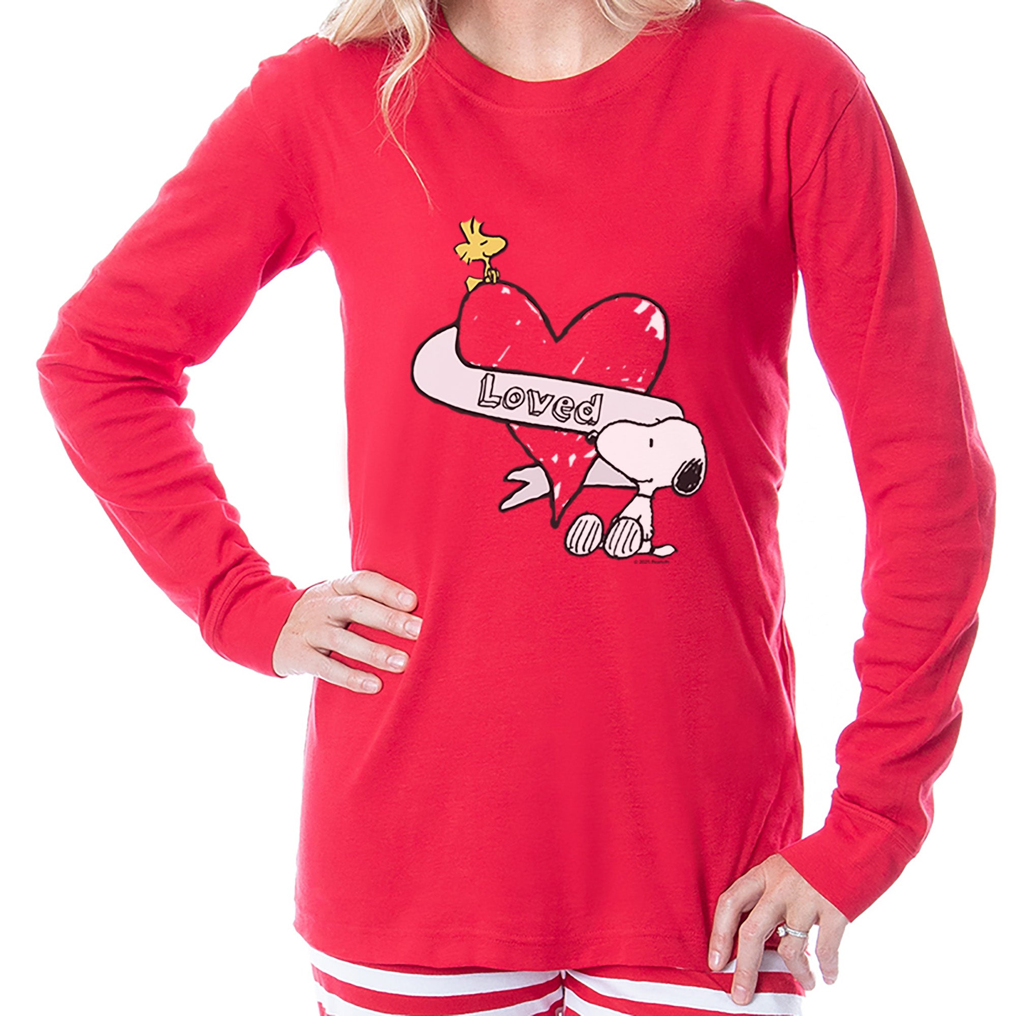 Peanuts Snoopy and Woodstock Loved Tight Fit Cotton Matching Family Pajama Set
