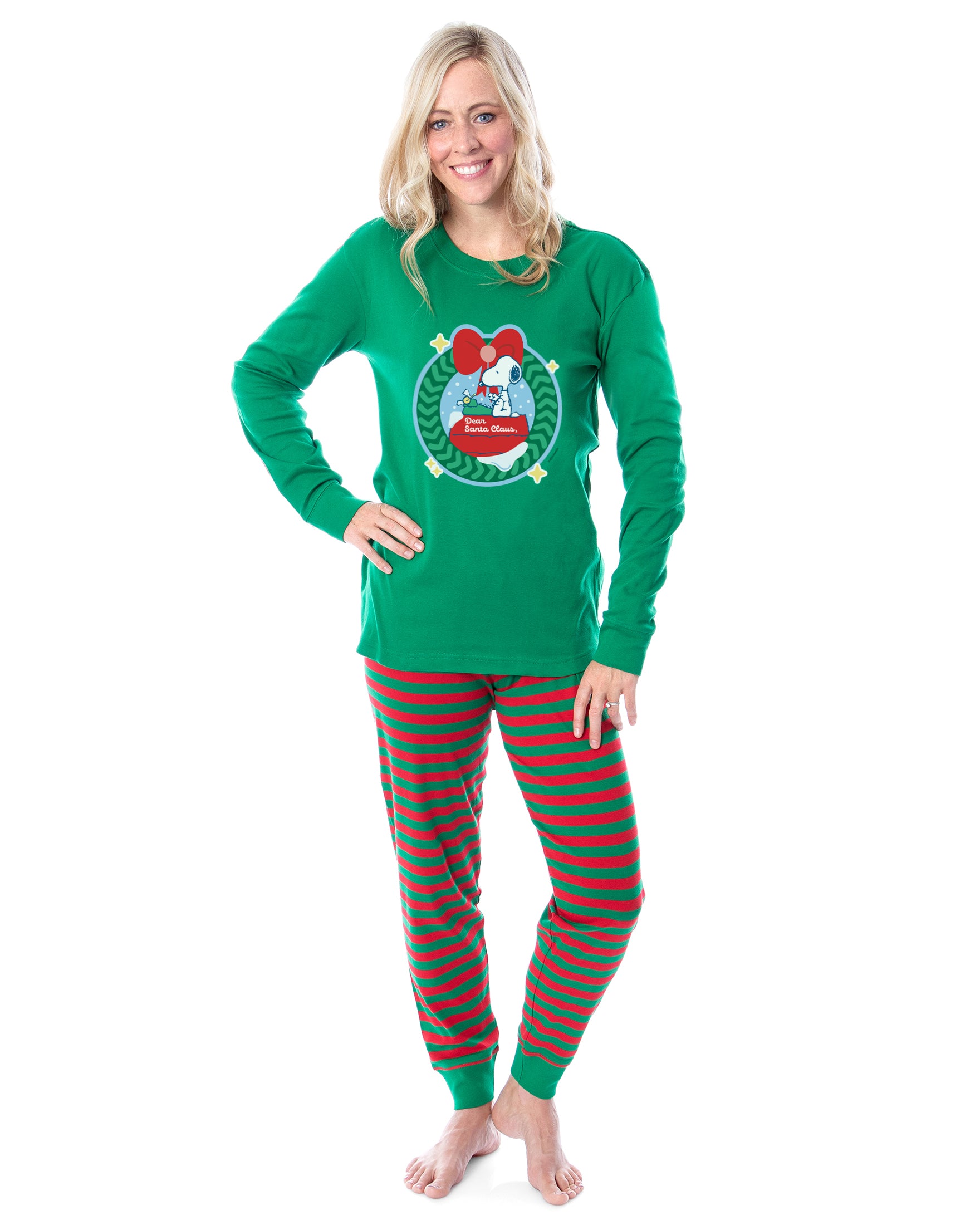 Peanuts Christmas Dear Santa Tight Fit Cotton Matching Family Pajama Set