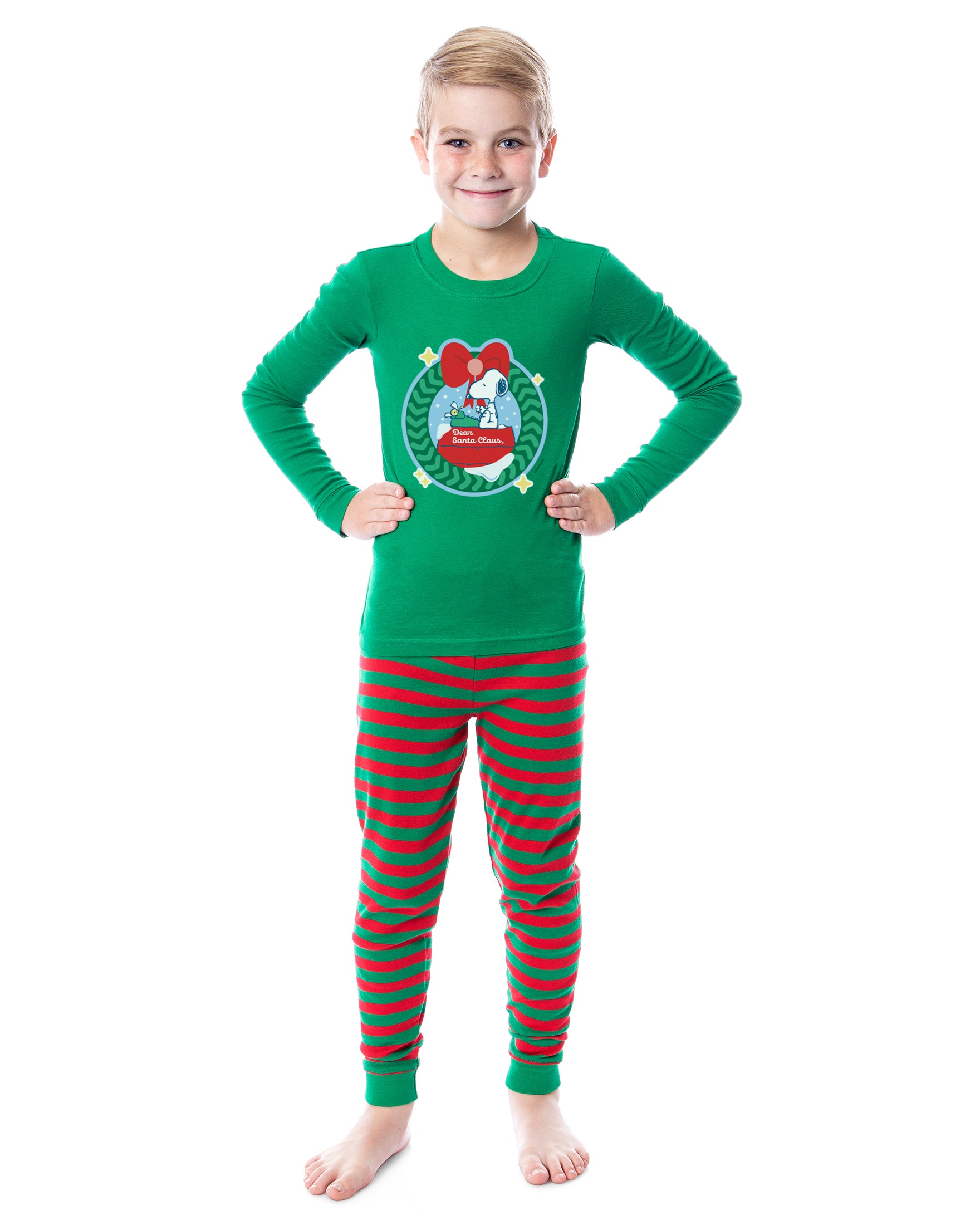 Peanuts Christmas Dear Santa Tight Fit Cotton Matching Family Pajama Set