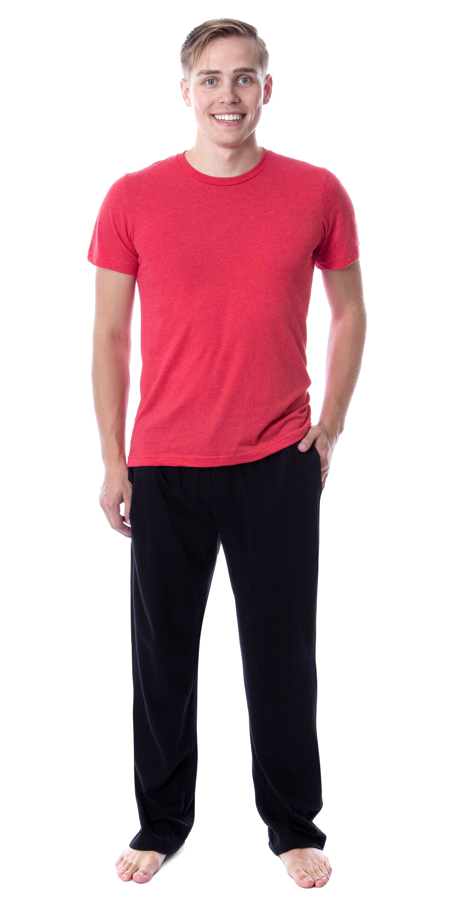 Intimo Men's 2 Piece Pajama Set Cotton/Poly Blend Jersey Knit Lounge Pants With Soft T-Shirt Top