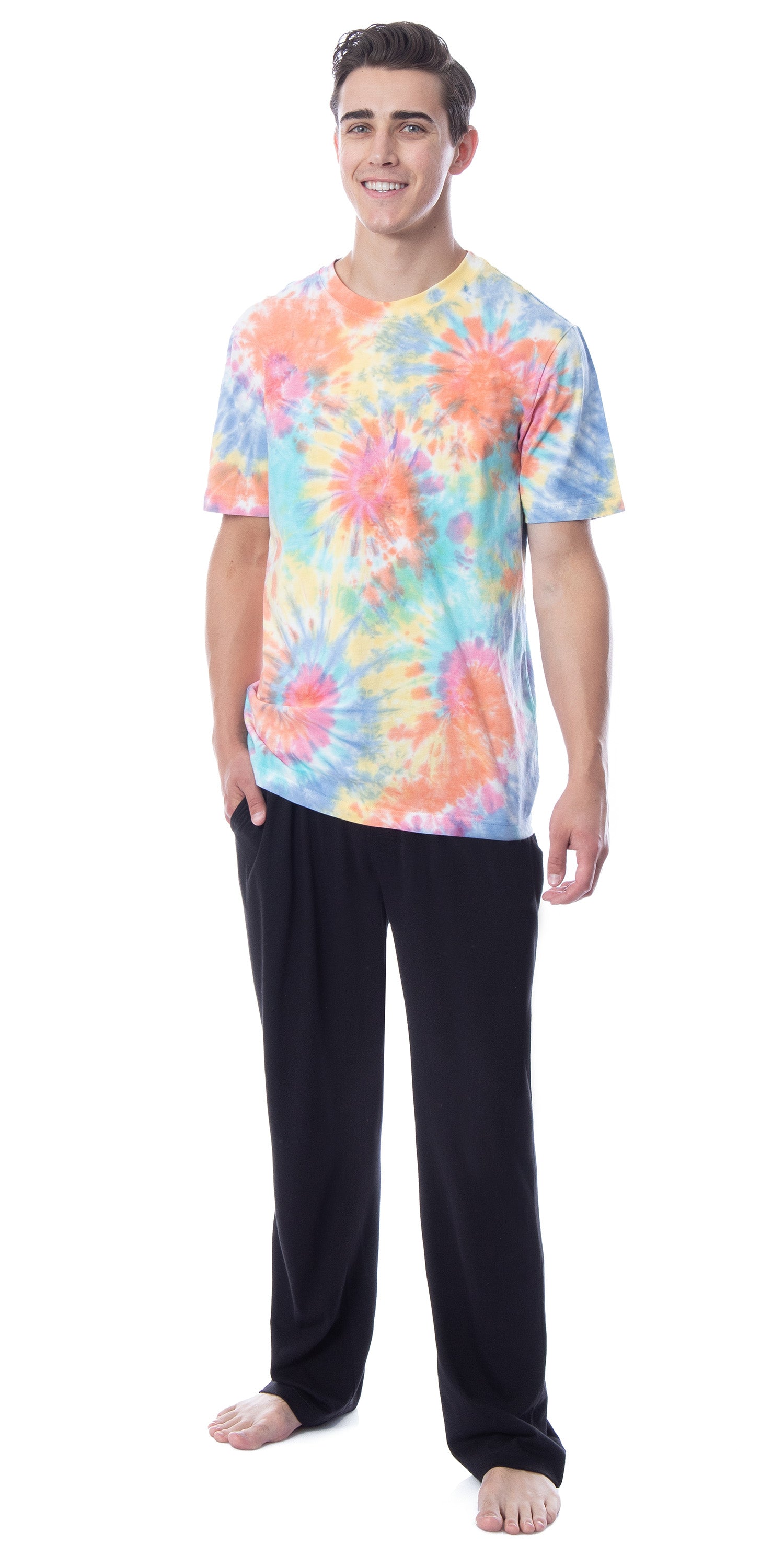 Intimo Men's 2 Piece Pajama Set Cotton/Poly Blend Jersey Knit Lounge Pants With Soft T-Shirt Top