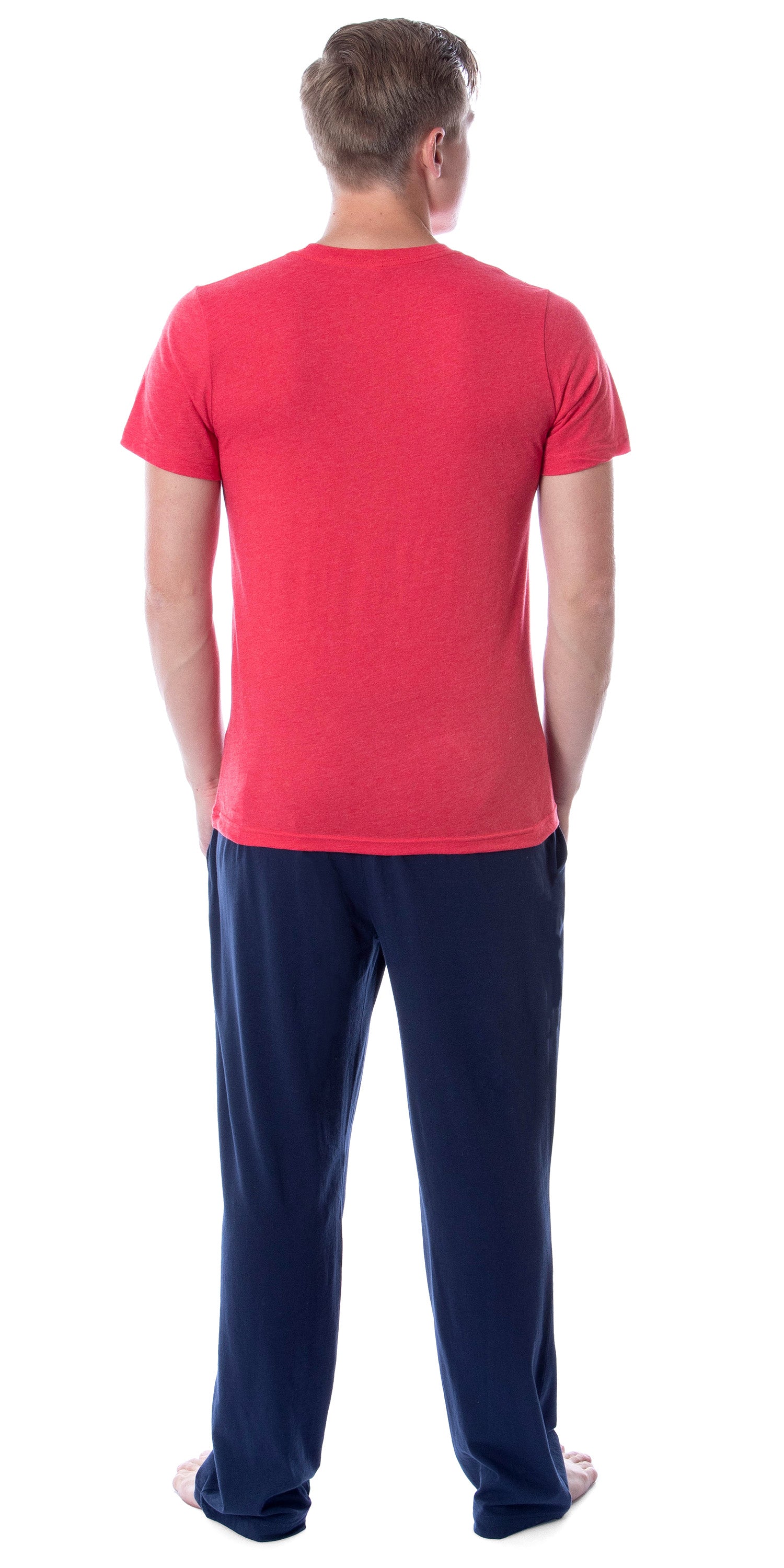 Intimo Men's 2 Piece Pajama Set Cotton/Poly Blend Jersey Knit Lounge Pants With Soft T-Shirt Top