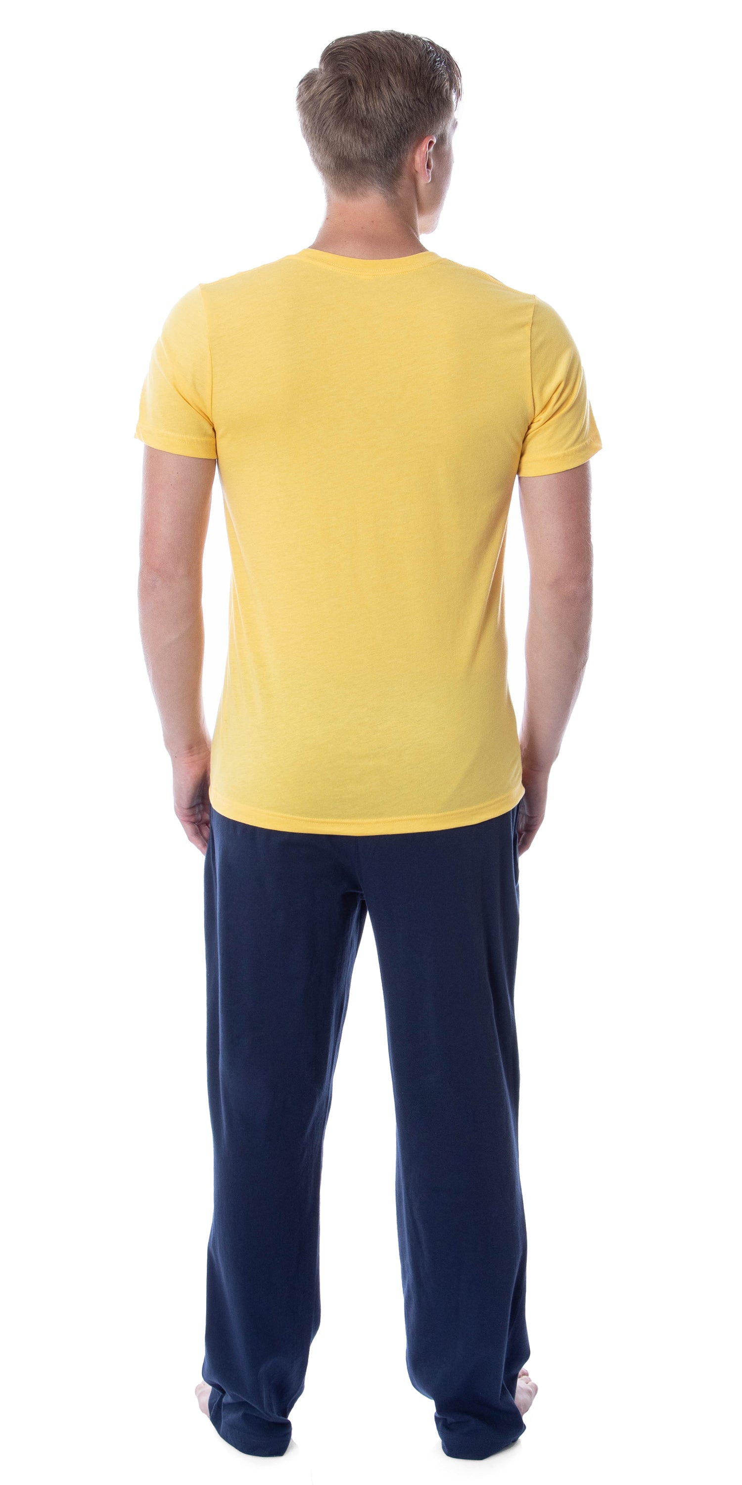 Intimo Men's 2 Piece Pajama Set Cotton/Poly Blend Jersey Knit Lounge Pants With Soft T-Shirt Top