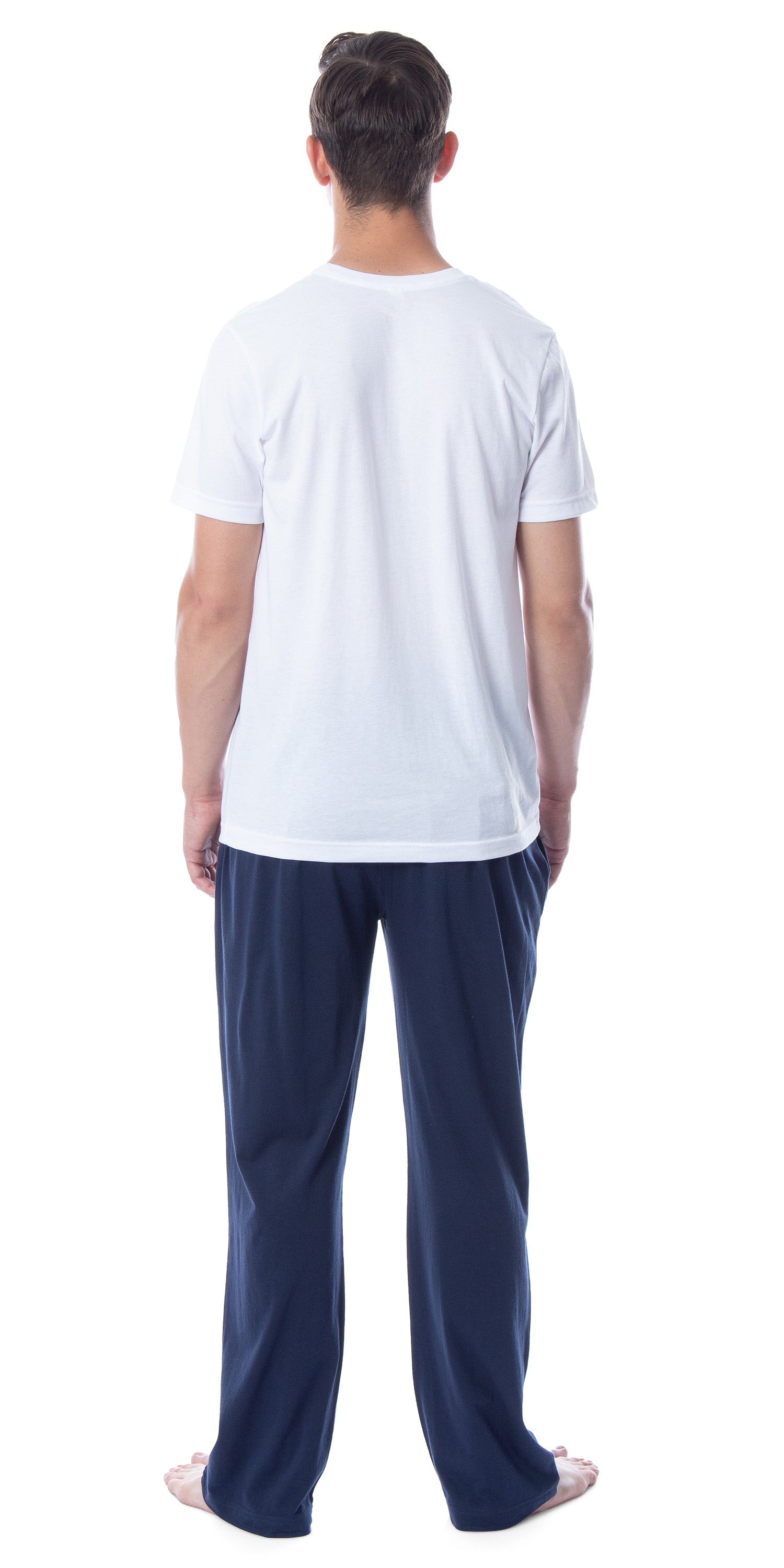 Intimo Men's 2 Piece Pajama Set Cotton/Poly Blend Jersey Knit Lounge Pants With Soft T-Shirt Top