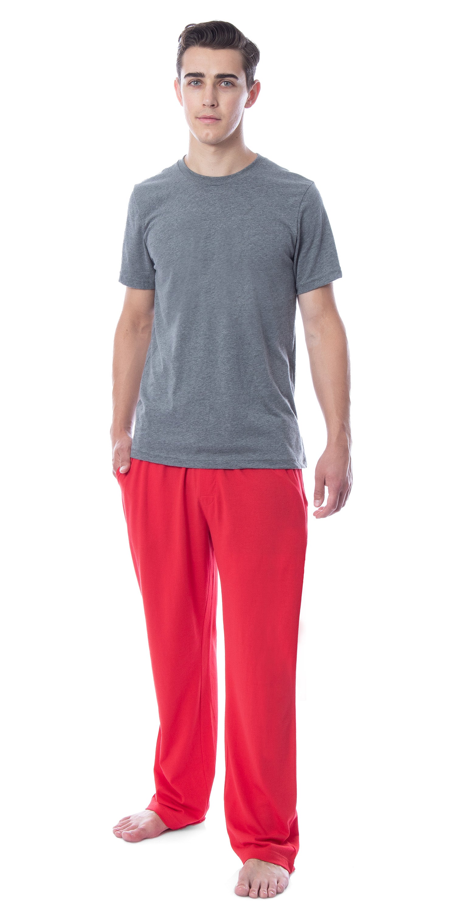 Intimo Men's 2 Piece Pajama Set Cotton/Poly Blend Jersey Knit Lounge Pants With Soft T-Shirt Top
