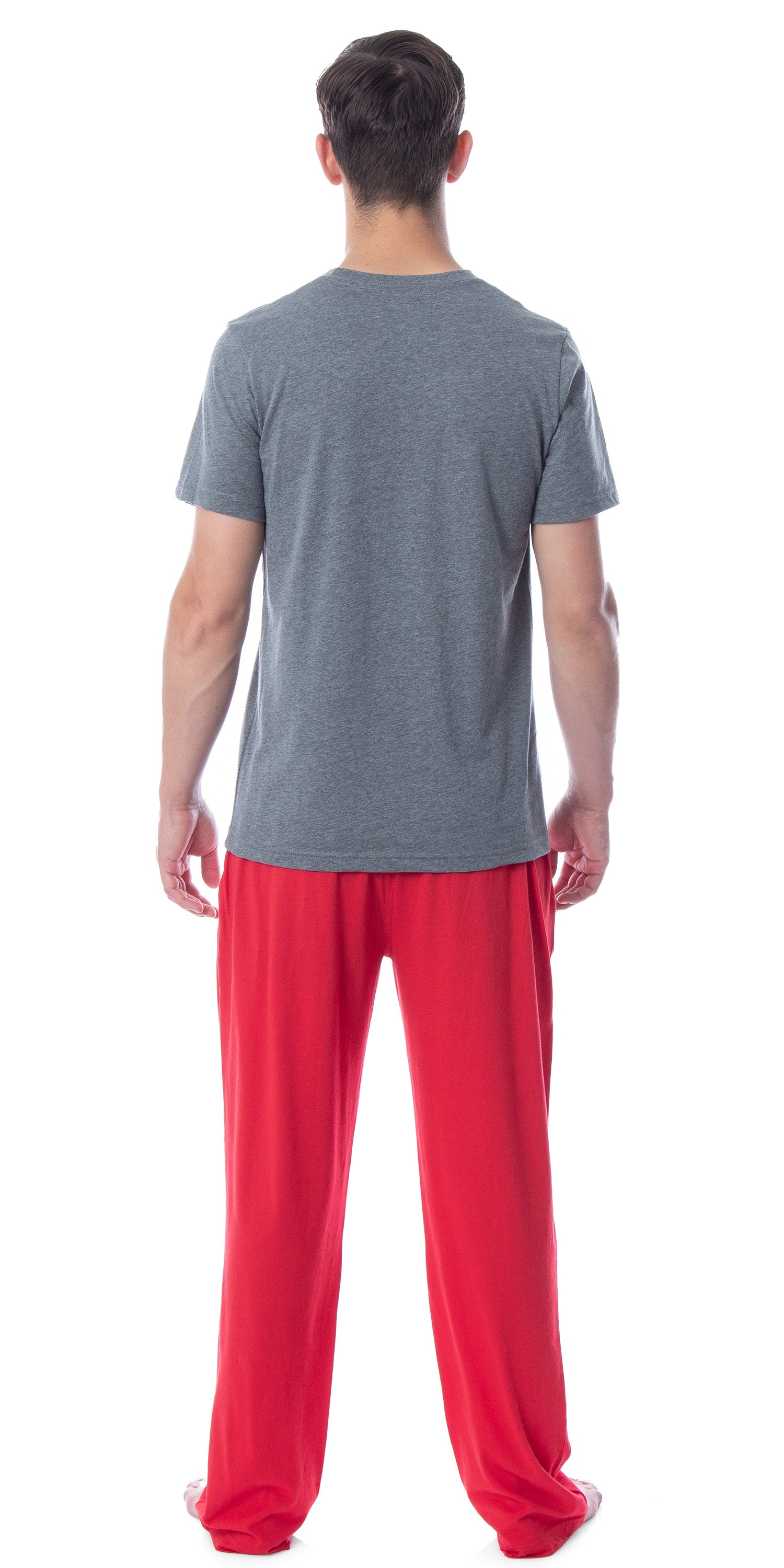 Intimo Men's 2 Piece Pajama Set Cotton/Poly Blend Jersey Knit Lounge Pants With Soft T-Shirt Top