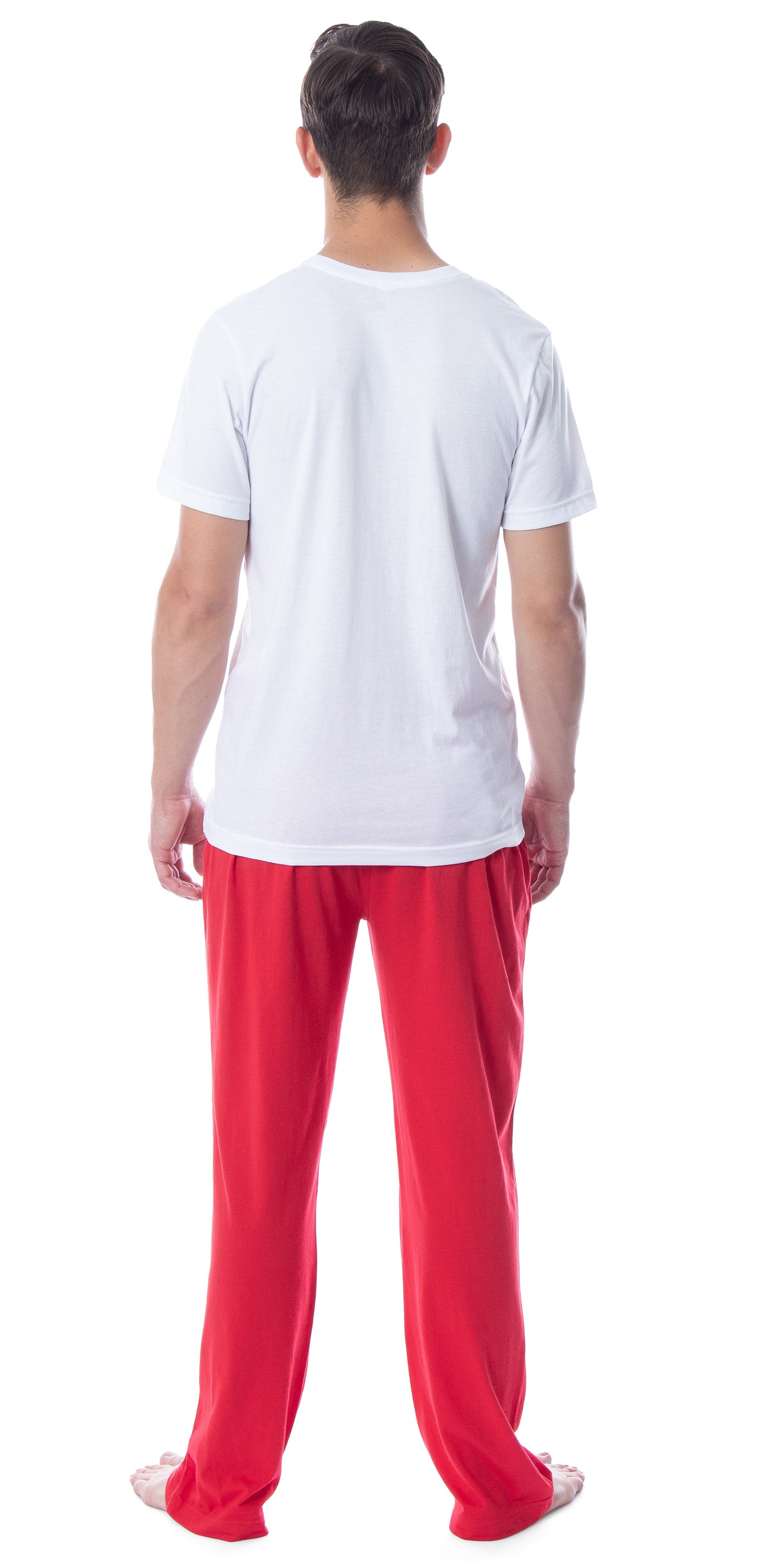 Intimo Men's 2 Piece Pajama Set Cotton/Poly Blend Jersey Knit Lounge Pants With Soft T-Shirt Top