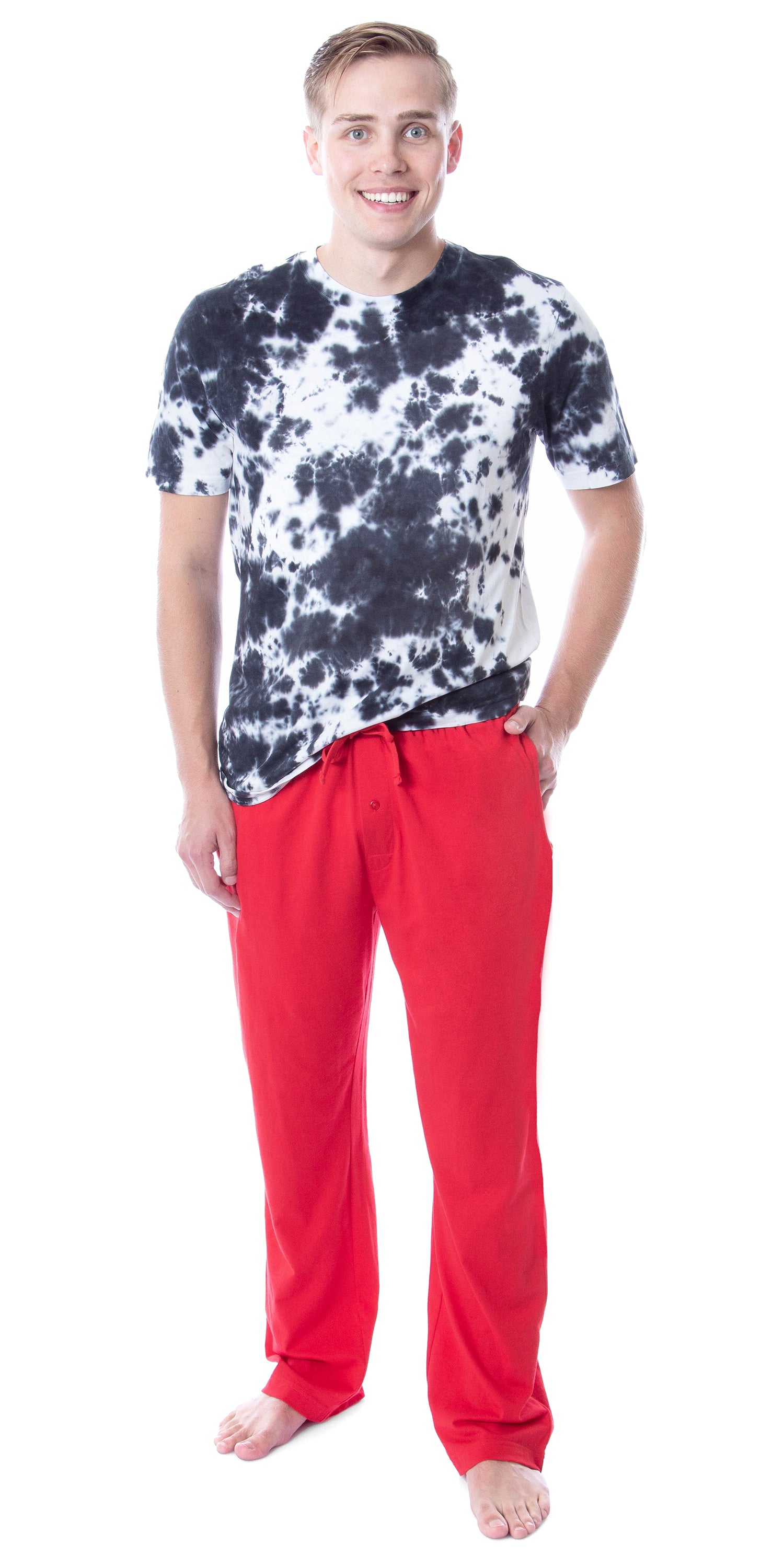 Intimo Men's 2 Piece Pajama Set Cotton/Poly Blend Jersey Knit Lounge Pants With Soft T-Shirt Top