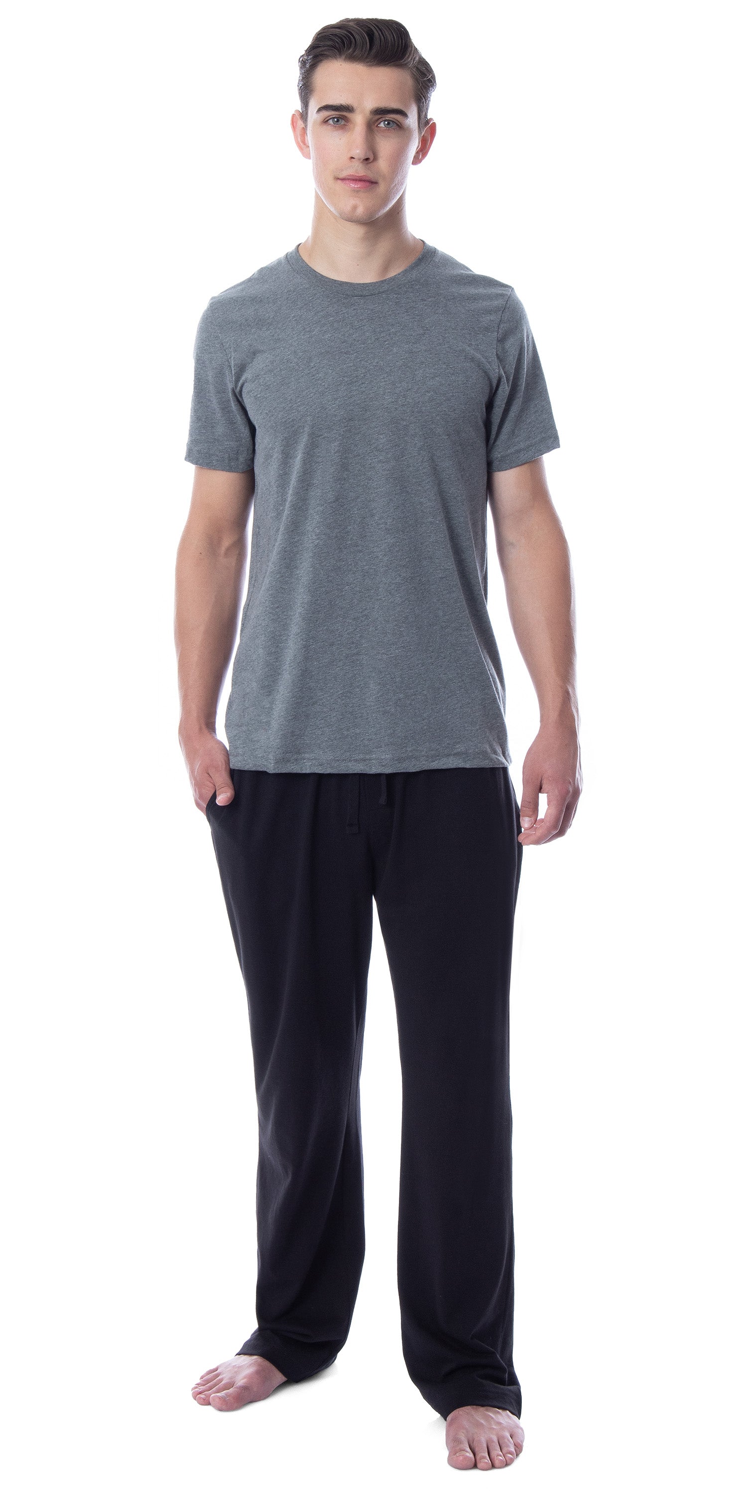 Intimo Men's 2 Piece Pajama Set Cotton/Poly Blend Jersey Knit Lounge Pants With Soft T-Shirt Top