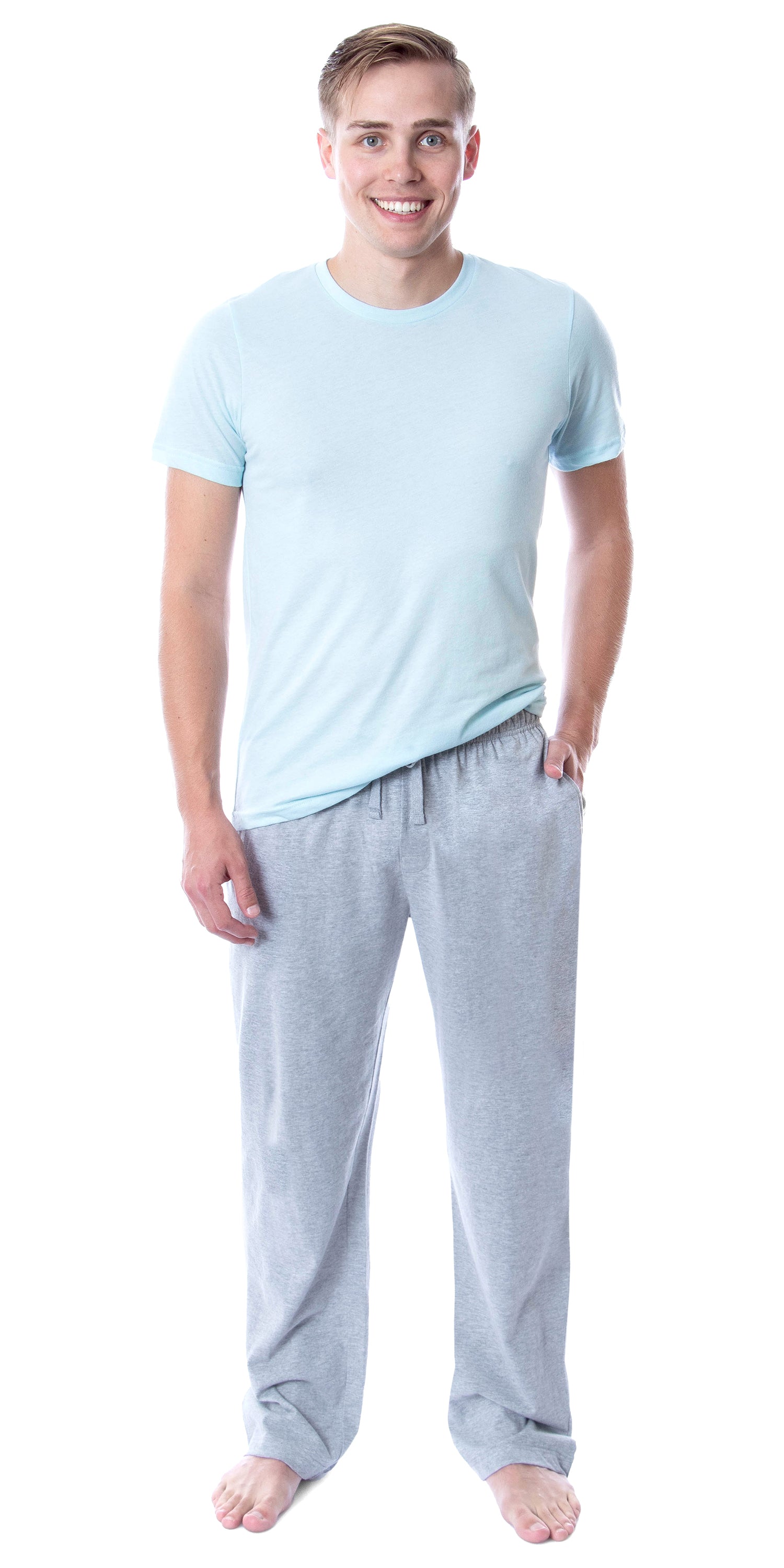 Intimo Men's 2 Piece Pajama Set Cotton/Poly Blend Jersey Knit Lounge Pants With Soft T-Shirt Top