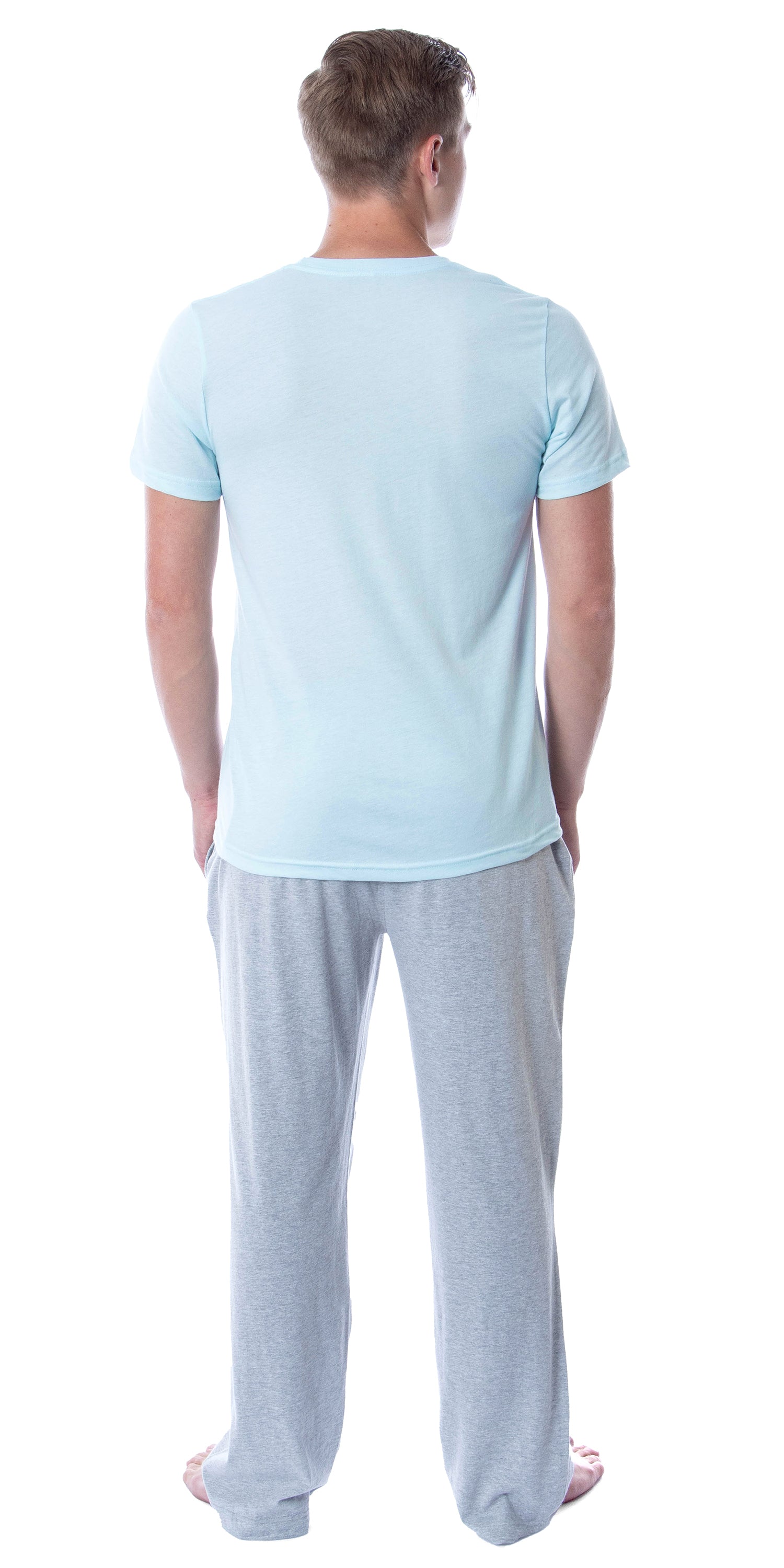 Intimo Men's 2 Piece Pajama Set Cotton/Poly Blend Jersey Knit Lounge Pants With Soft T-Shirt Top