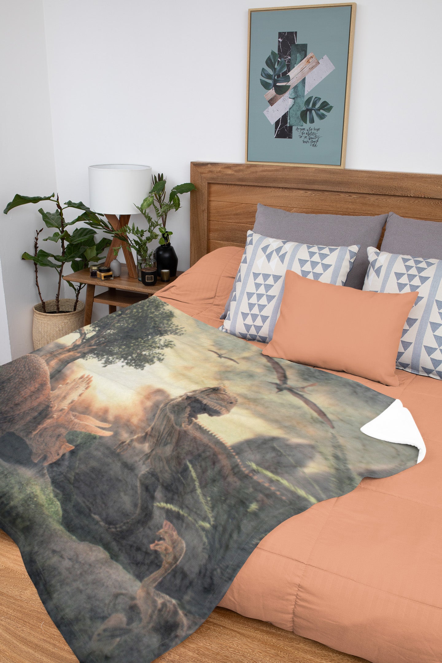 Jurassic Dinosaur Blanket Super Soft Silk Touch Plush Fleece Throw 50" X 60"