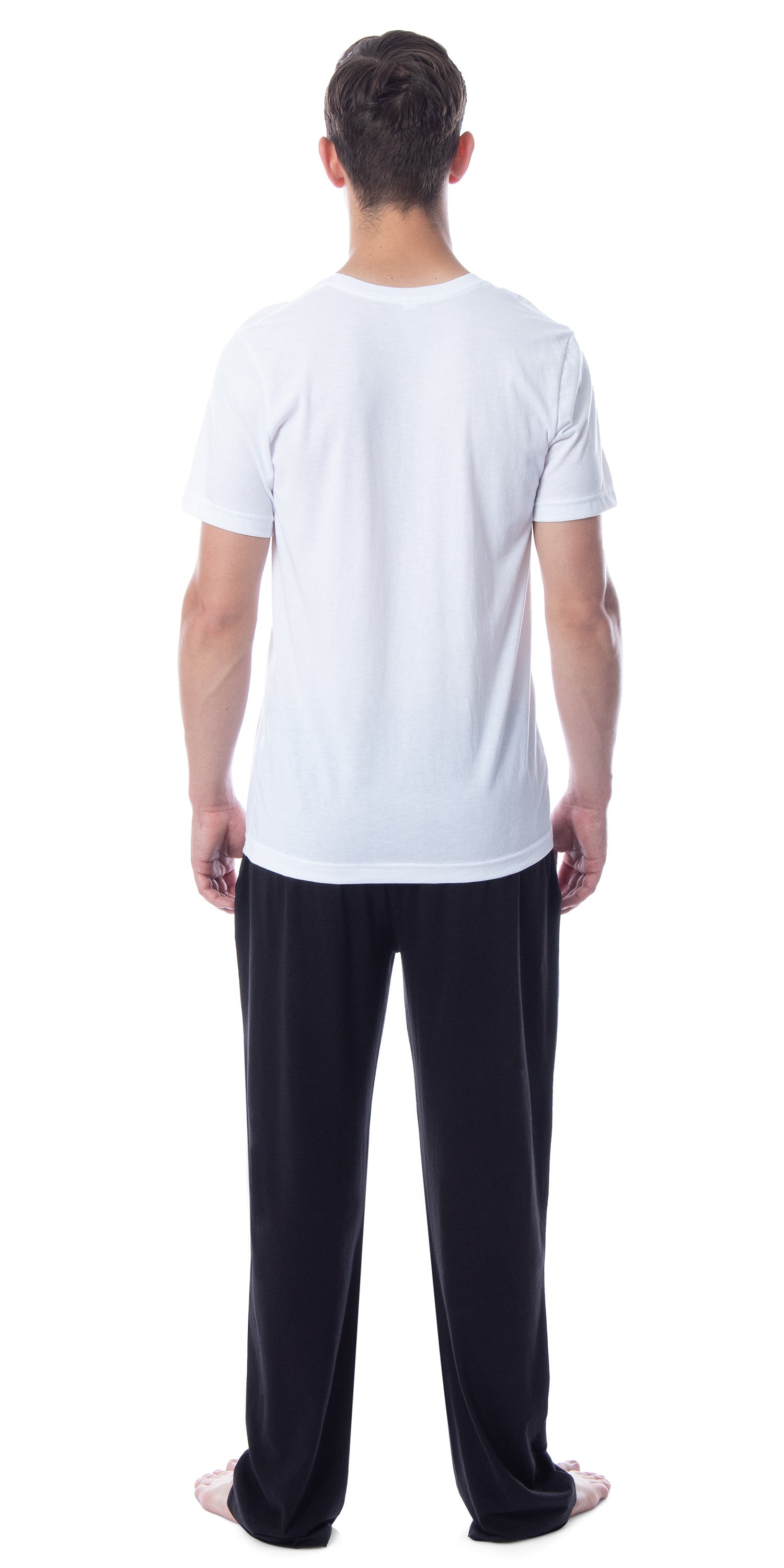 Intimo Men's 2 Piece Pajama Set Cotton/Poly Blend Jersey Knit Lounge Pants With Soft T-Shirt Top