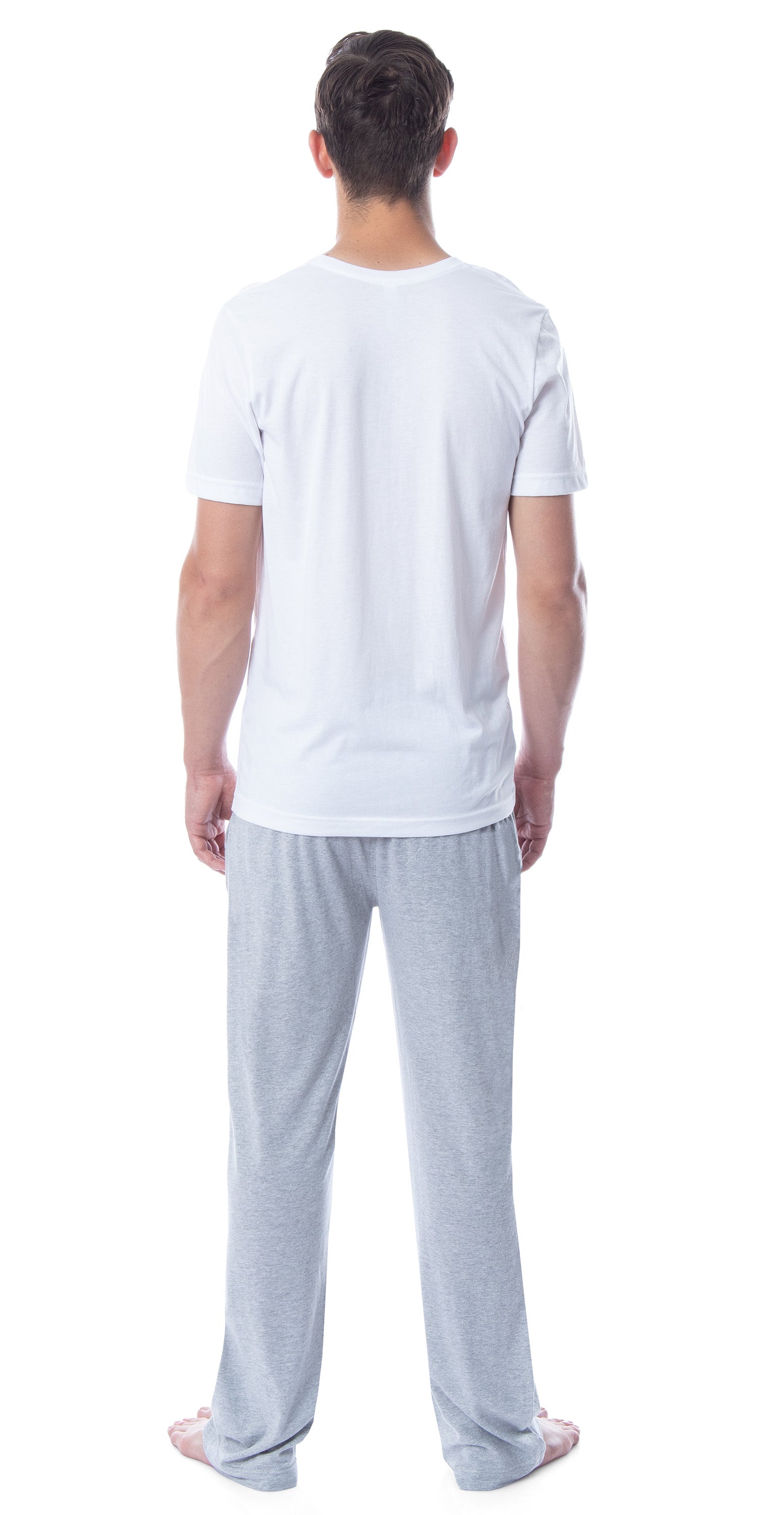 Intimo Men's 2 Piece Pajama Set Cotton/Poly Blend Jersey Knit Lounge Pants With Soft T-Shirt Top